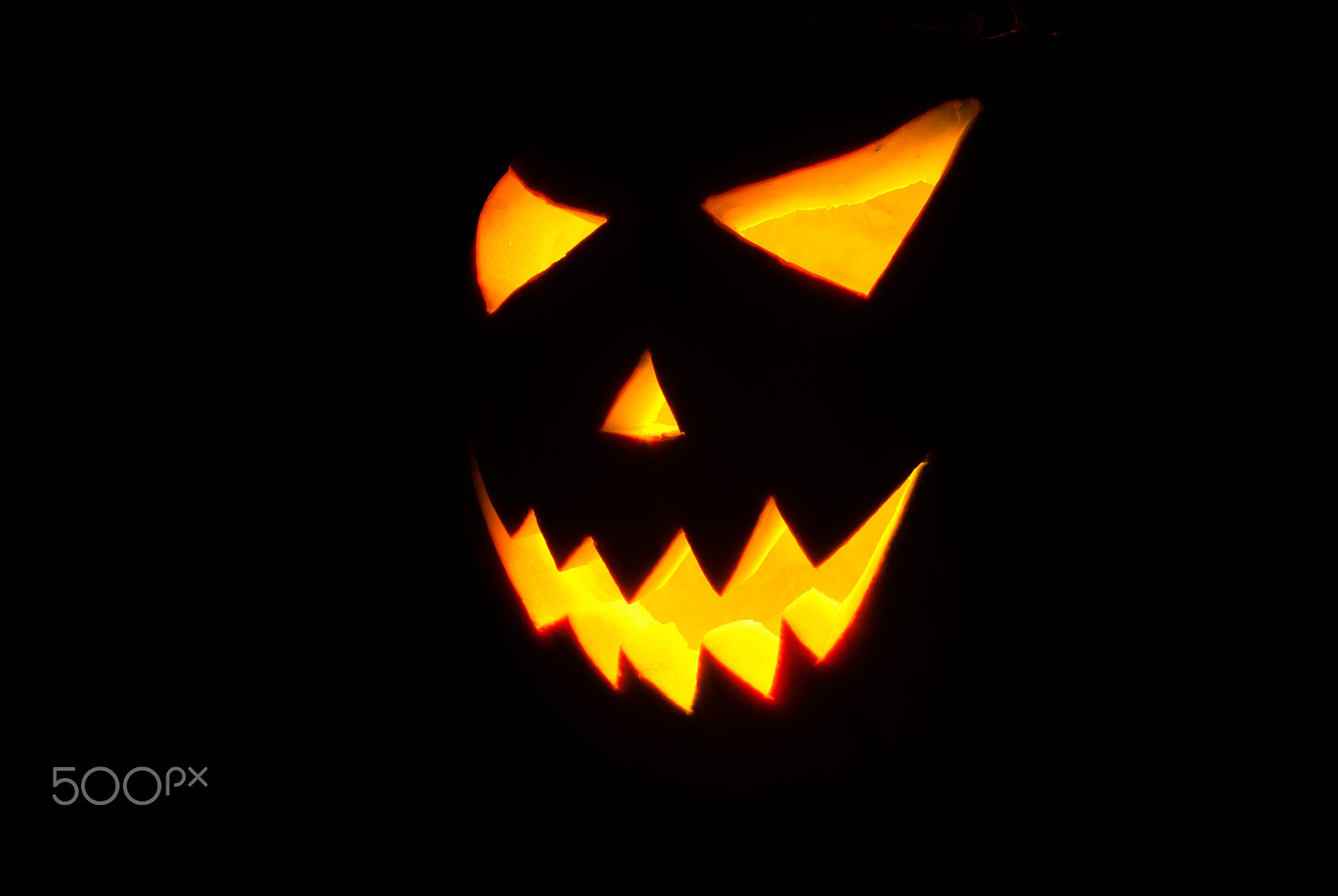 AF Nikkor 50mm f/1.8 N sample photo. Halloween jack-o-lantern on a black background, photography