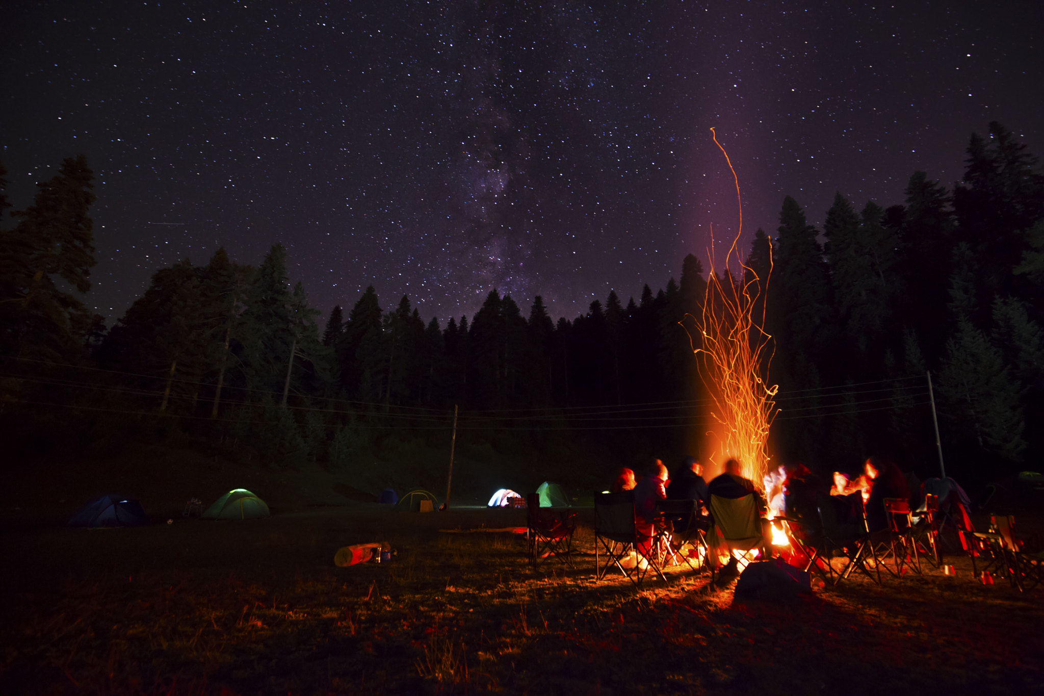 Canon EOS 5D Mark II + Canon EF 16-35mm F4L IS USM sample photo. Campfire and milky way photography
