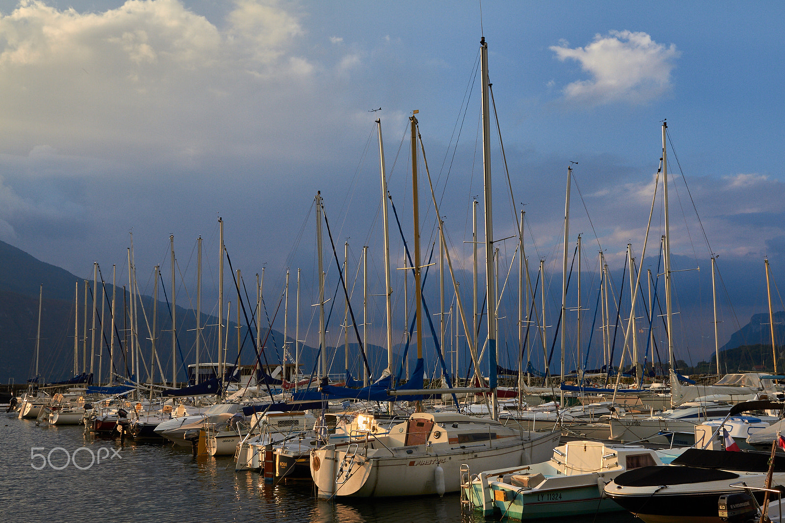 Sigma 24-70mm F2.8 EX DG HSM sample photo. Sunset over the port of aix les bains photography