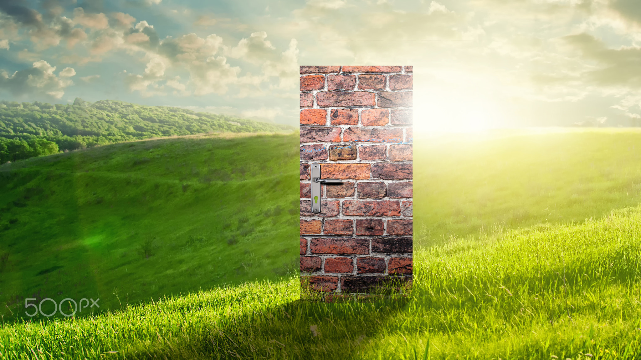 Conceptual image with door as new way