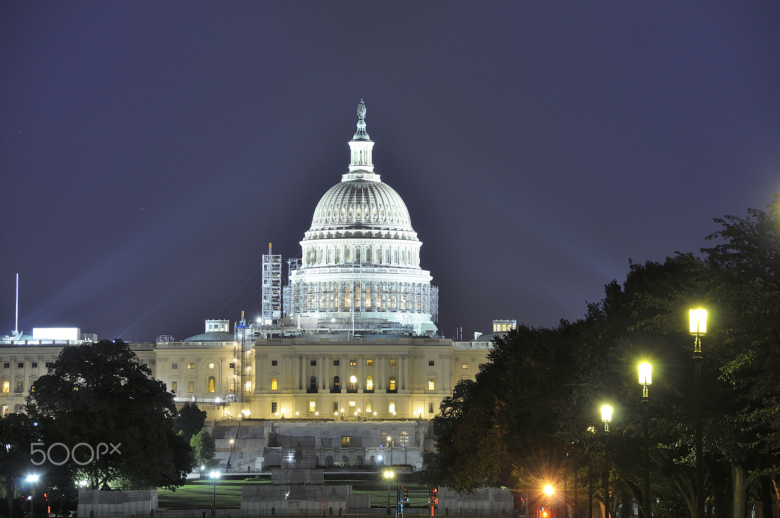 Nikon D5000 sample photo. Usa capitol at moon light photography