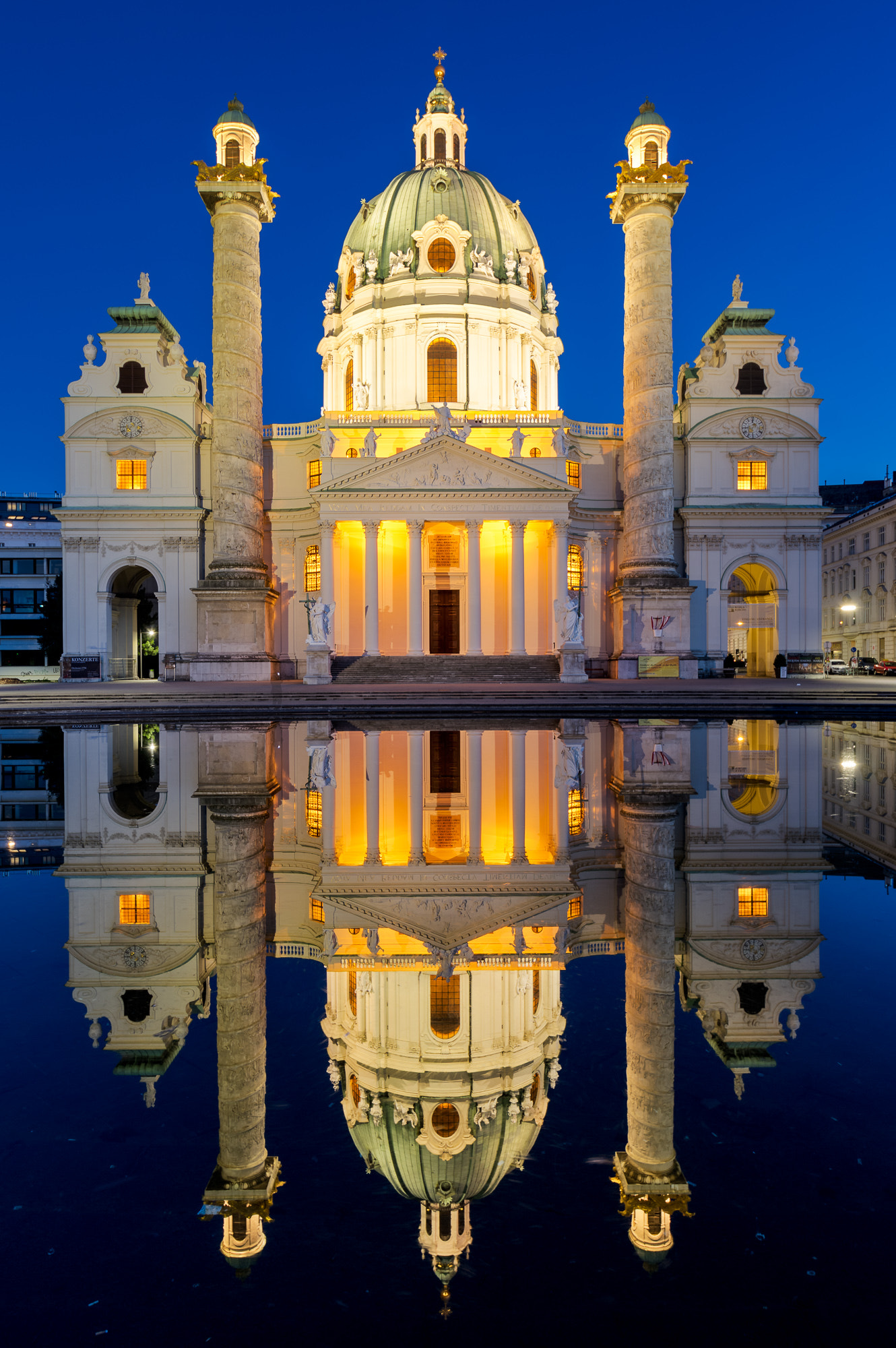 Pentax K-3 sample photo. Karlskirche, perfect reflection photography