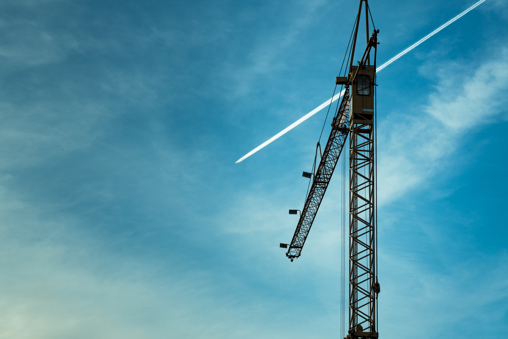 Sony ILCA-77M2 sample photo. Plane and crane photography