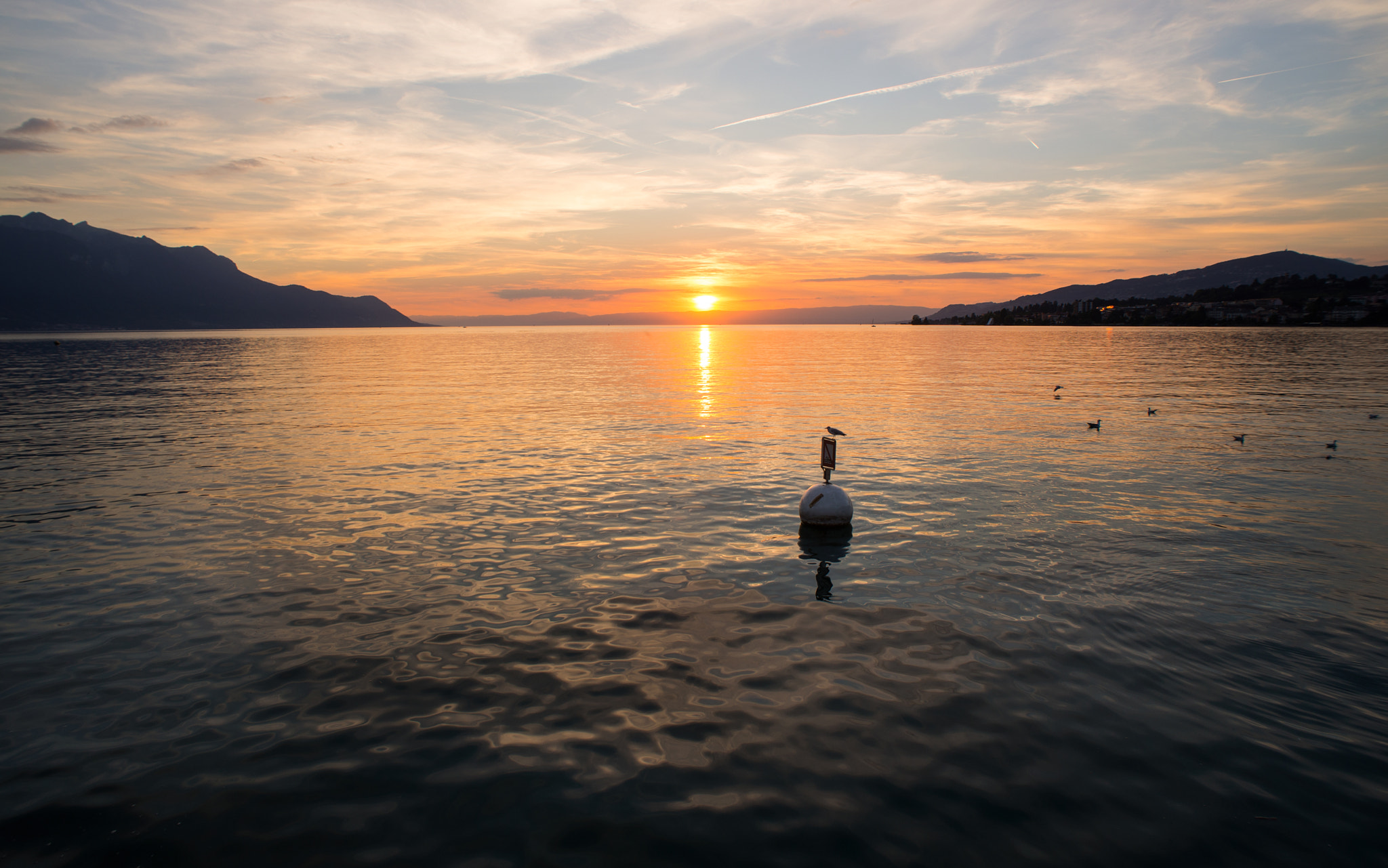 Nikon D610 + AF Nikkor 20mm f/2.8 sample photo. Sunset on lake geneva photography