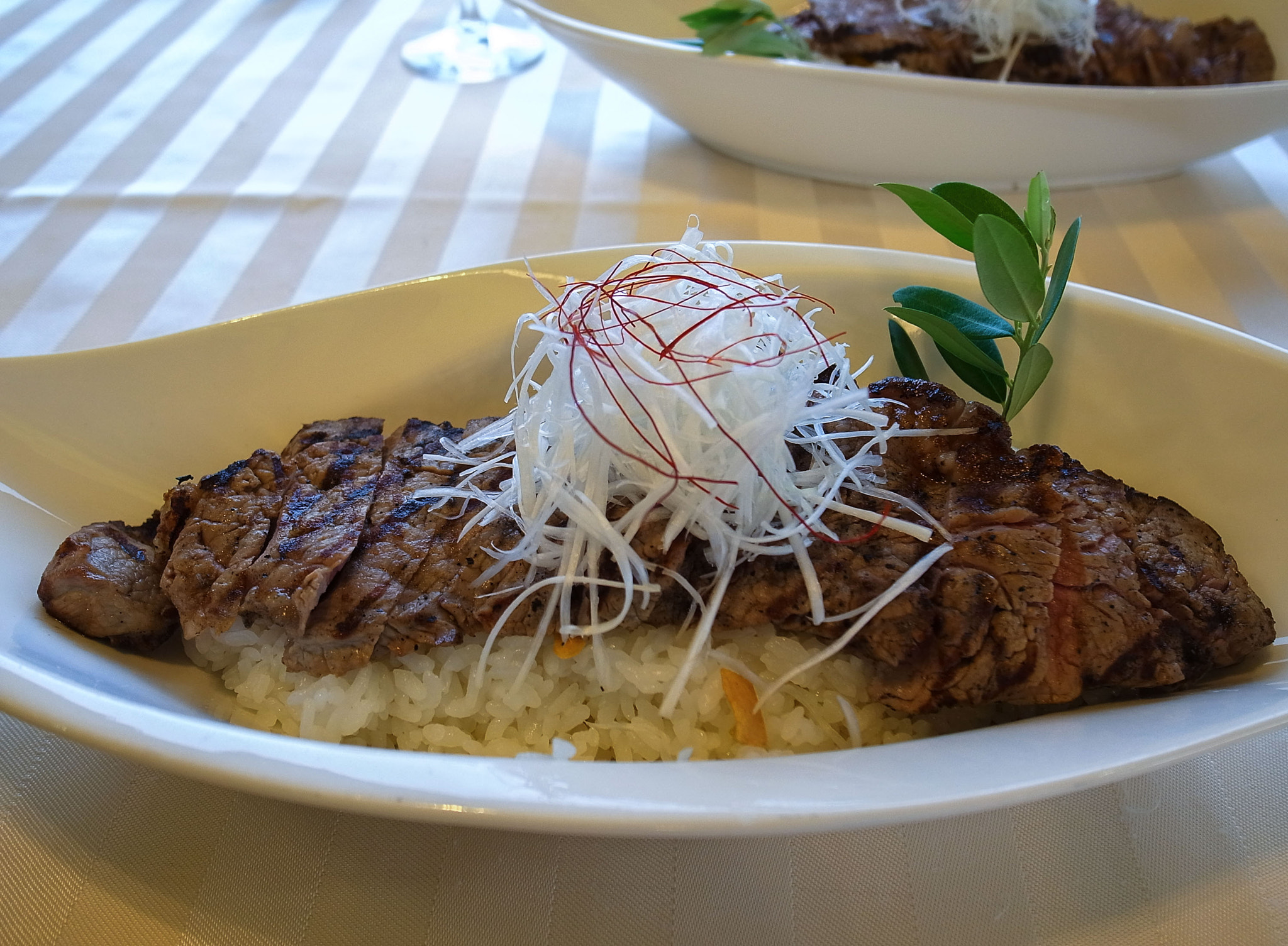 RICOH GR LENS sample photo. Steak on rice, japan photography