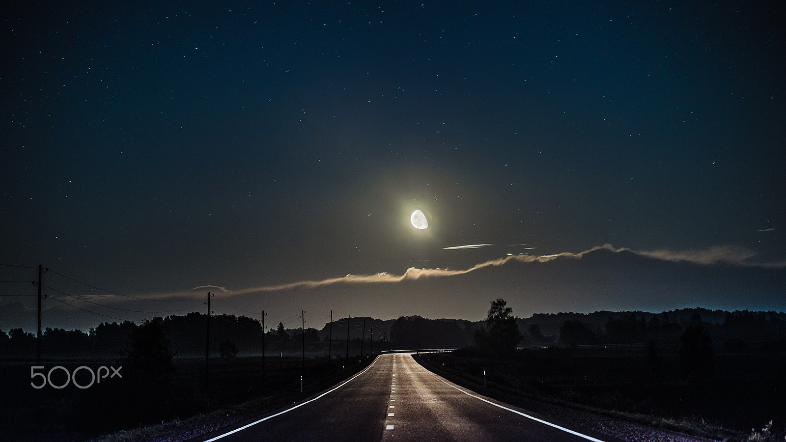 Nikon D800E sample photo. Moon on the road photography