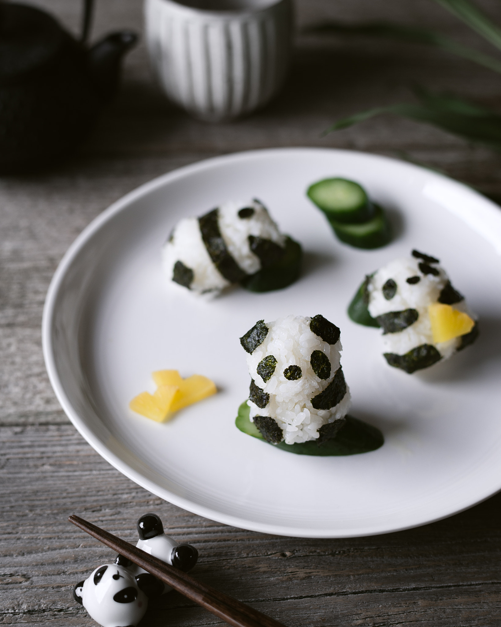 Nikon D610 + Nikon AF-S Nikkor 58mm F1.4G sample photo. Panda onigiri rice balls. photography