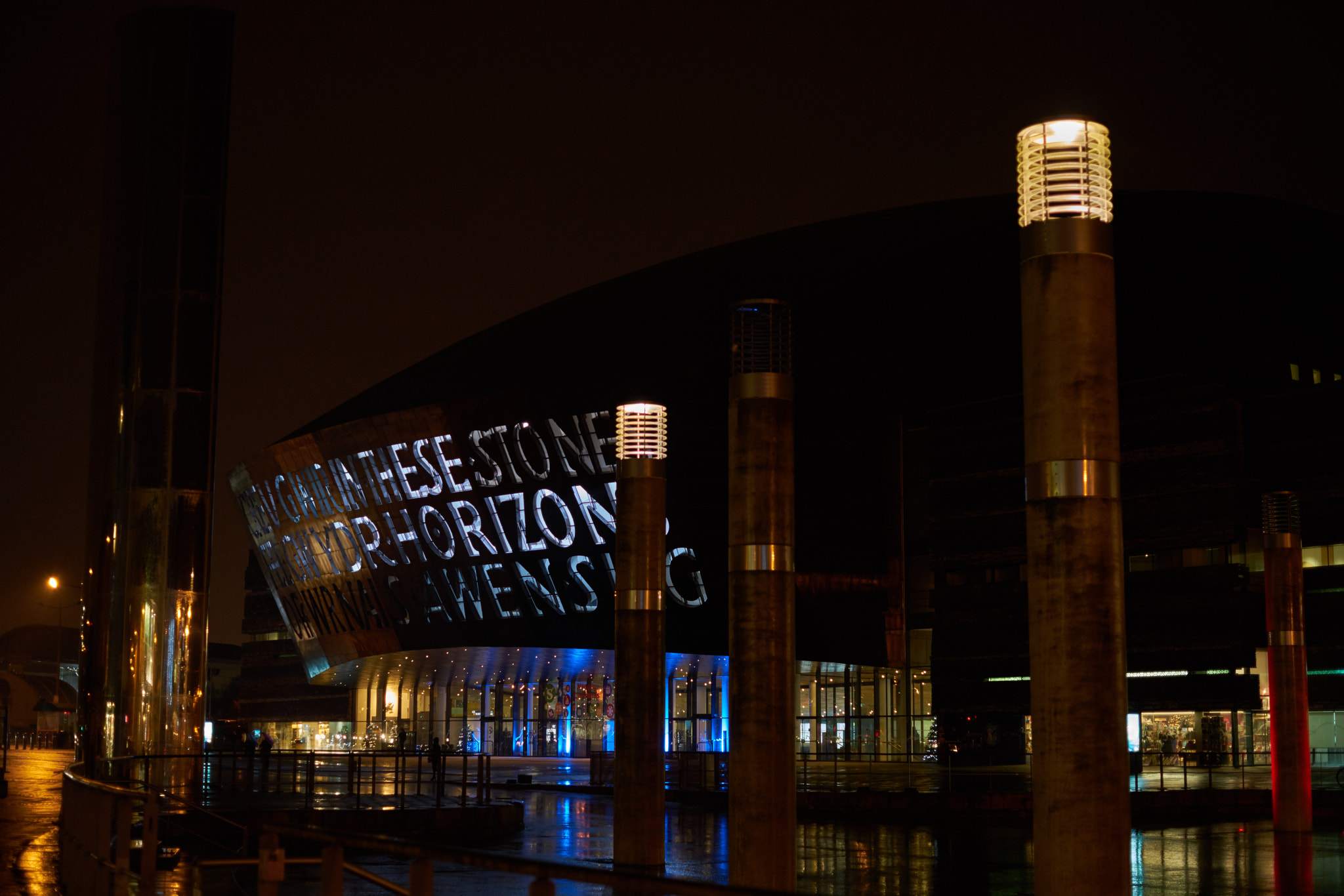 E 50mm F2 sample photo. Millenium centre, cardiff photography
