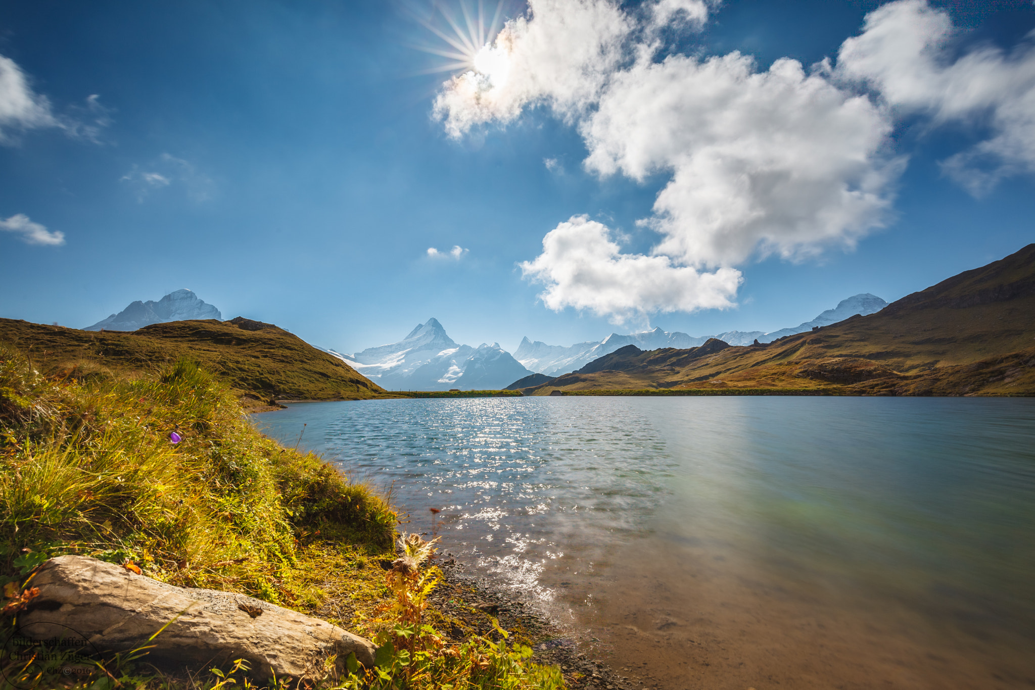Canon EOS 5D Mark II + Canon EF 16-35mm F4L IS USM sample photo. The sun shines at bachalpsee photography