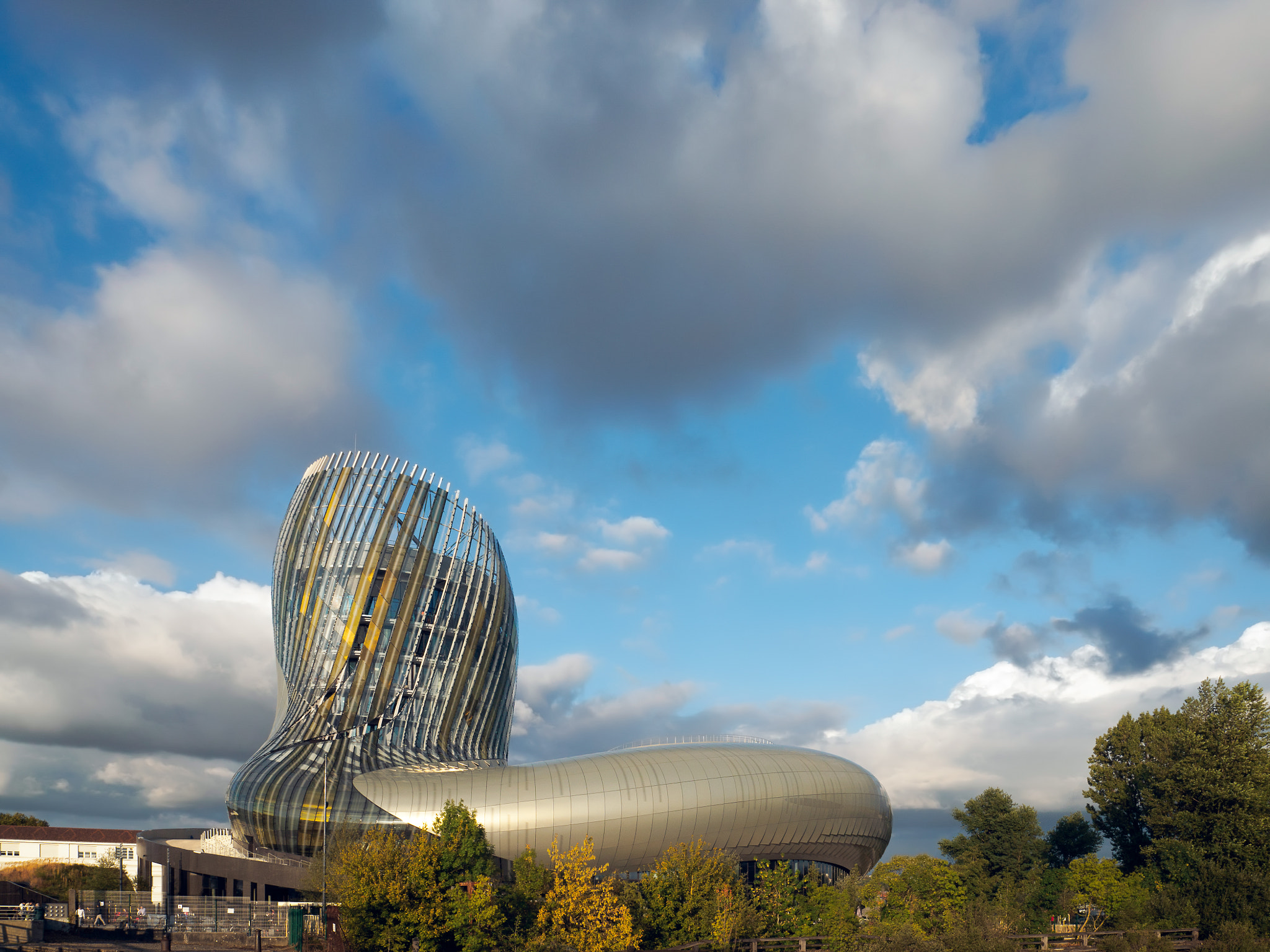Olympus PEN-F + OLYMPUS M.12mm F2.0 sample photo. View of la cite du vin building in bordeaux photography