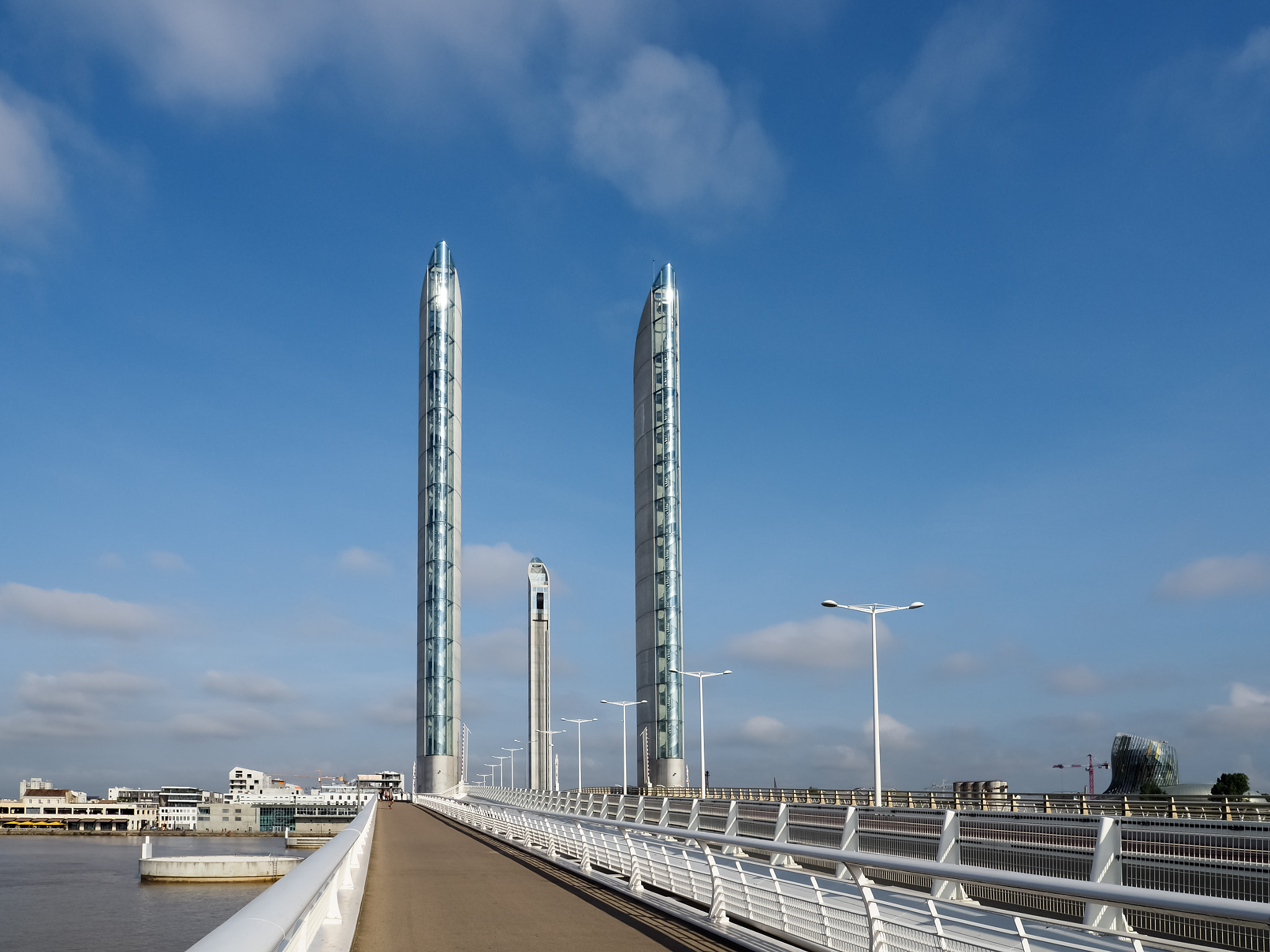 Olympus PEN-F + OLYMPUS M.12mm F2.0 sample photo. New lift bridge jacques chaban-delmas spanning the river garonne photography