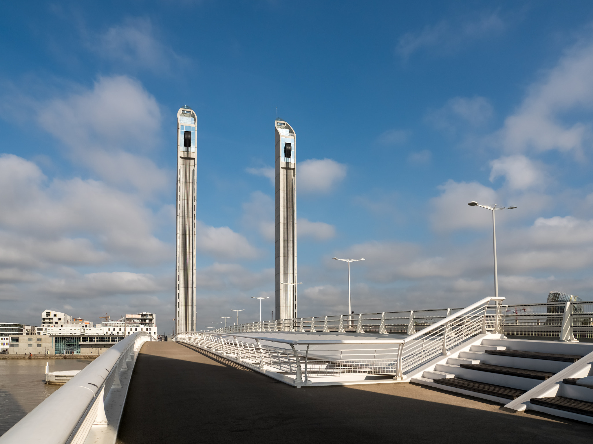 Olympus PEN-F + OLYMPUS M.12mm F2.0 sample photo. New lift bridge jacques chaban-delmas spanning the river garonne photography
