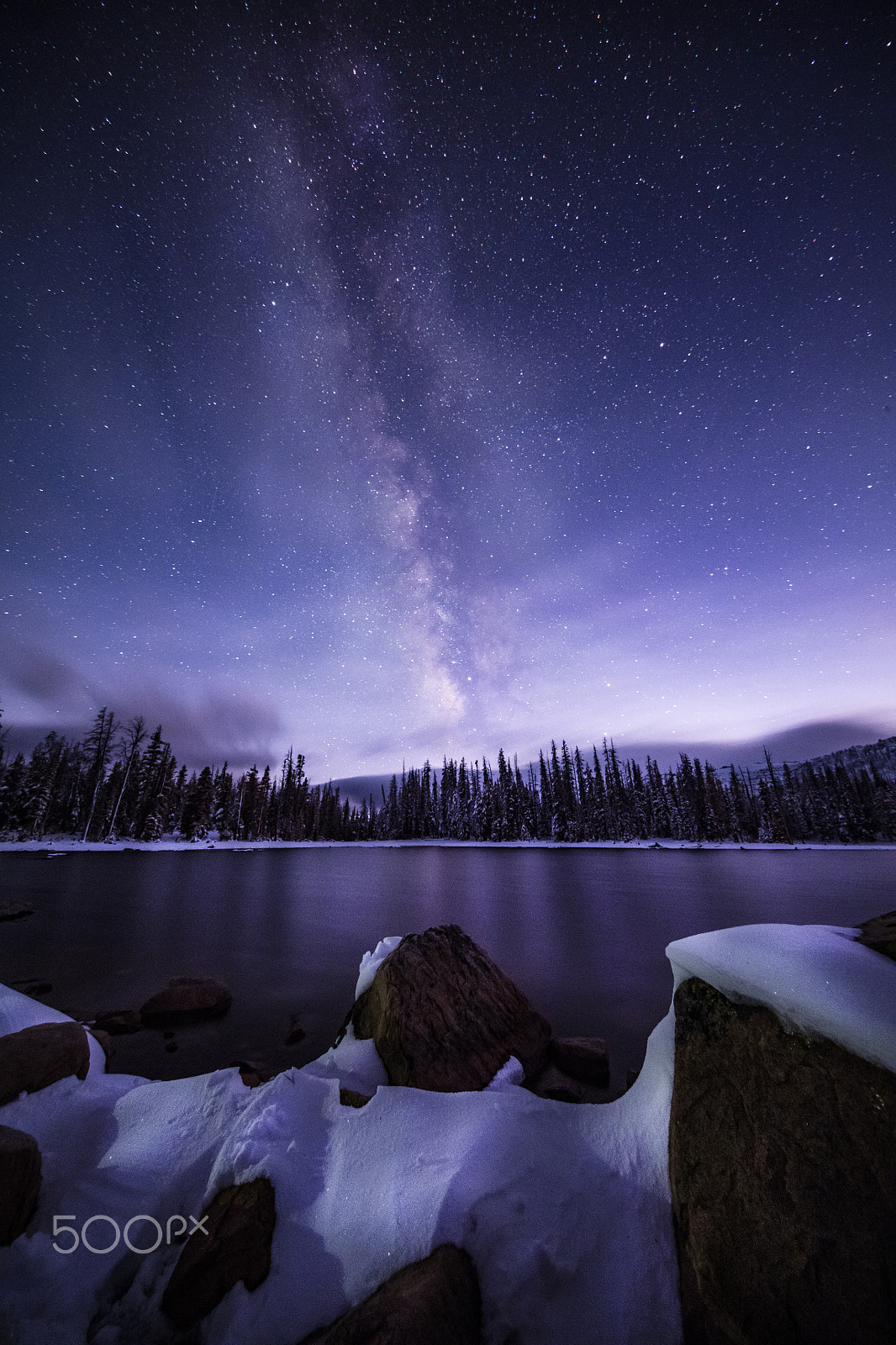 Canon EOS 5DS + Canon EF 11-24mm F4L USM sample photo. Snowy crystal lake and milky way 02 photography