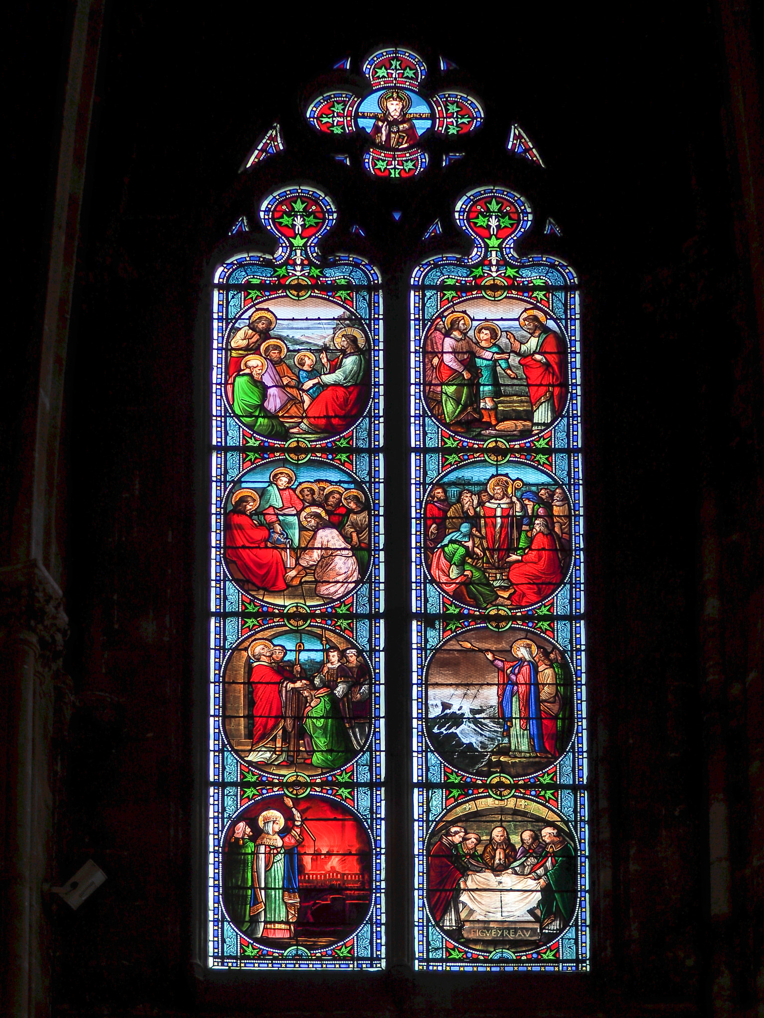 Olympus PEN-F + Olympus M.Zuiko Digital 25mm F1.8 sample photo. Stained glass window in the basilica st seurin in bordeaux photography