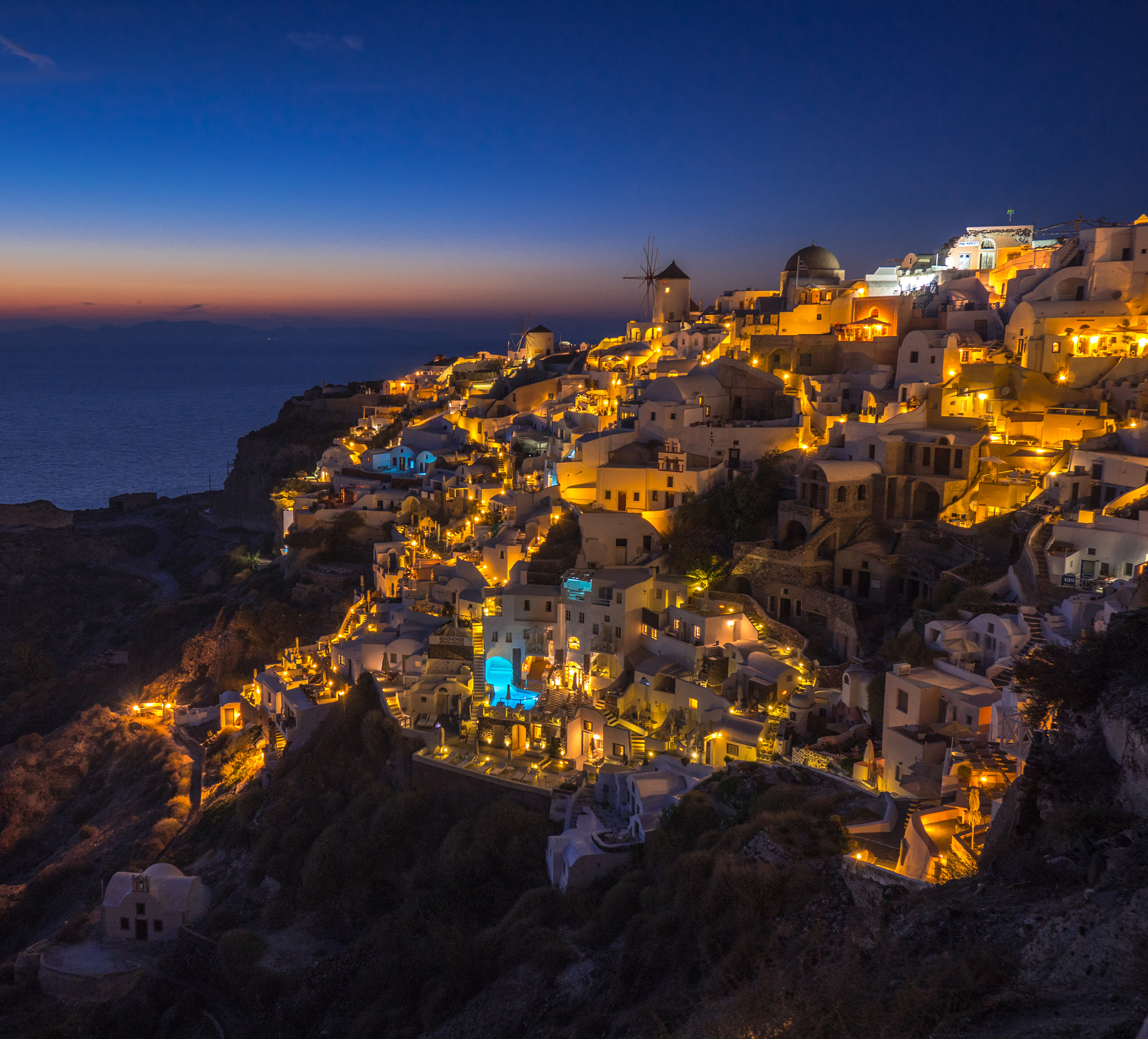 Panasonic Lumix DMC-GX8 + Panasonic Lumix G Vario 7-14mm F4 ASPH sample photo. Oia; santorini at the blue hour. photography