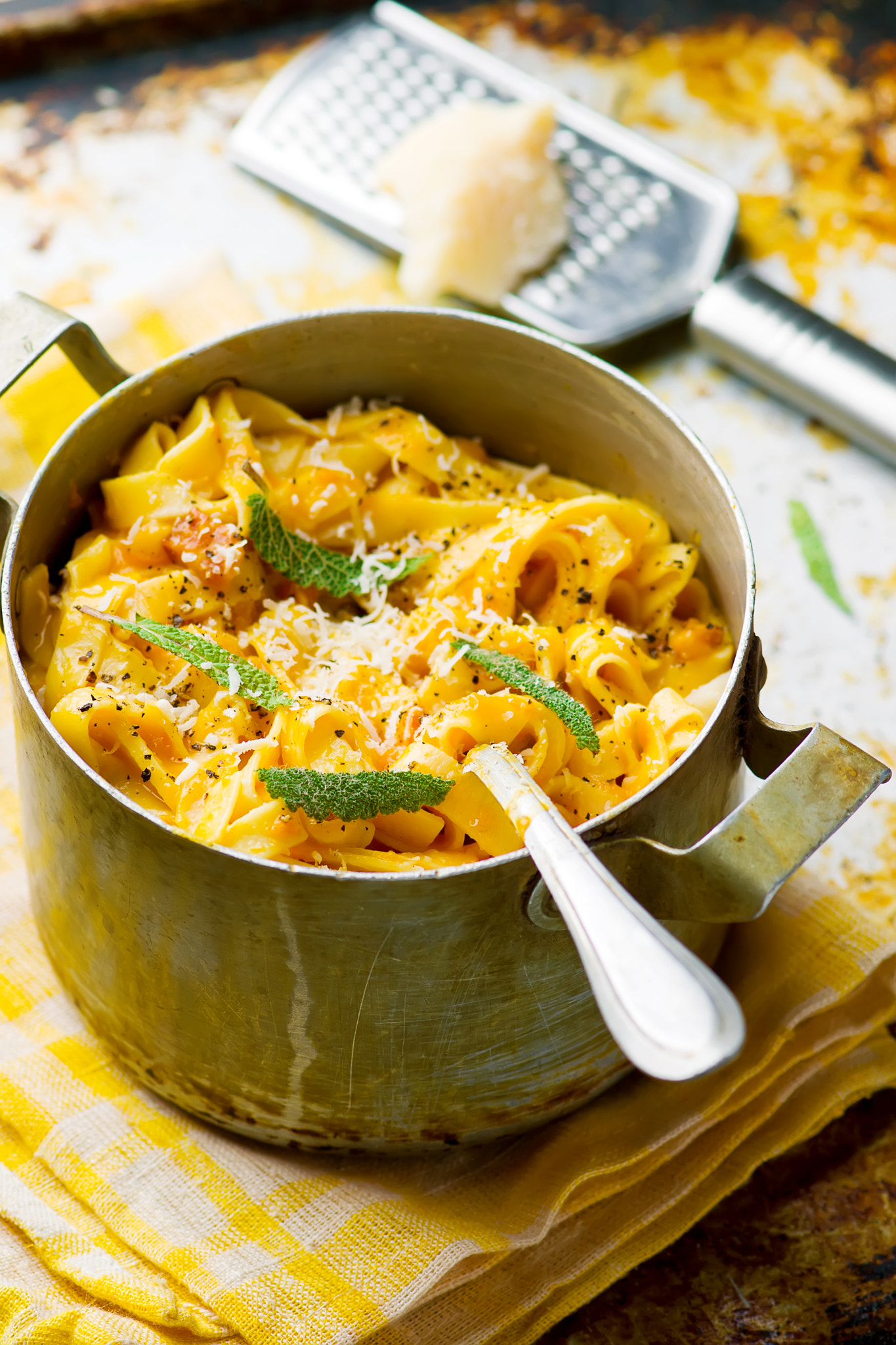 Winter Squash Carbonara with Sage Leaves