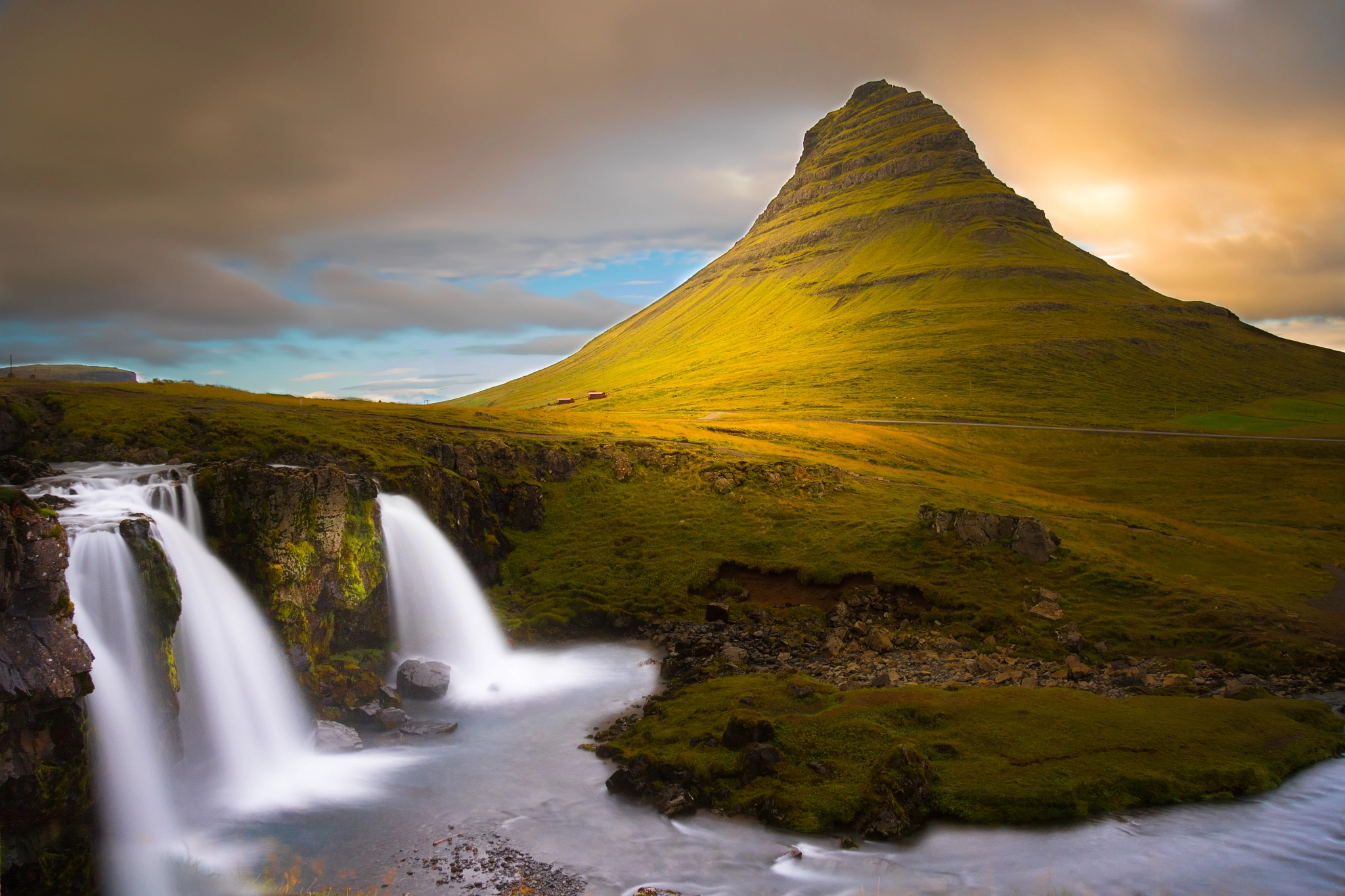 Canon EF-S 17-85mm F4-5.6 IS USM sample photo. Gold twilight kirkjufellfoss photography