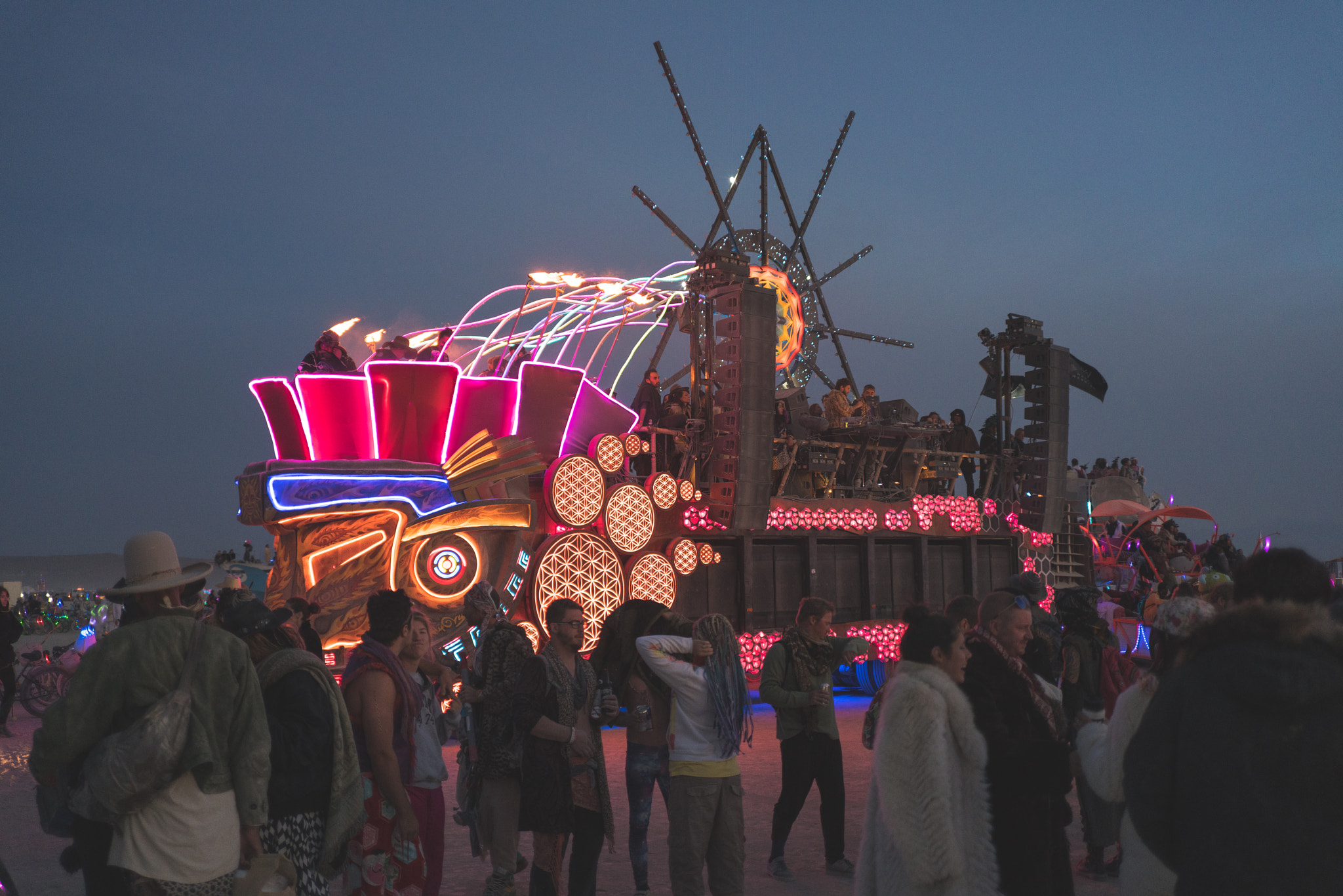 E 35mm F2 sample photo. The mayan warrior at burning man photography
