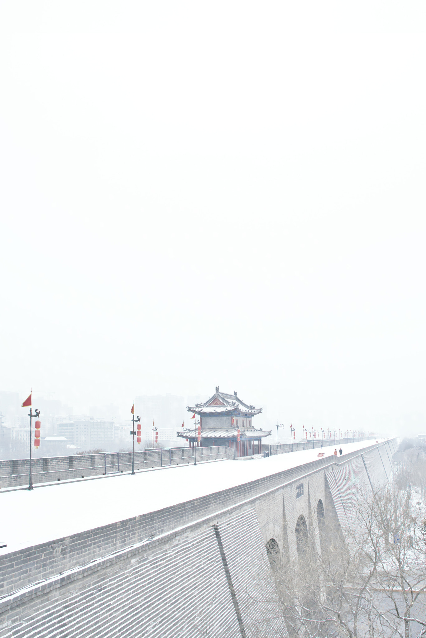 Nikon D800E sample photo. Snowing in xi'an city wall photography