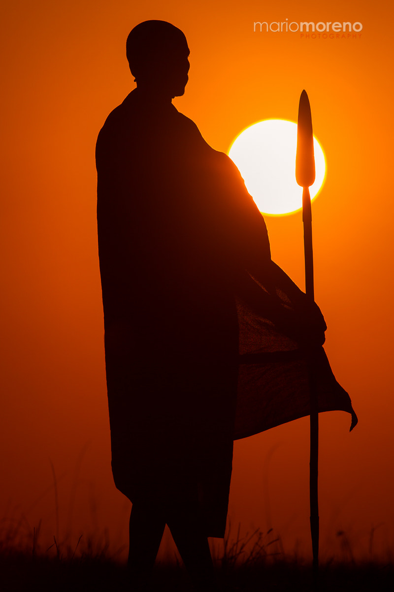 Canon EF 300mm F2.8L IS USM sample photo. Maasai man at sunrise photography