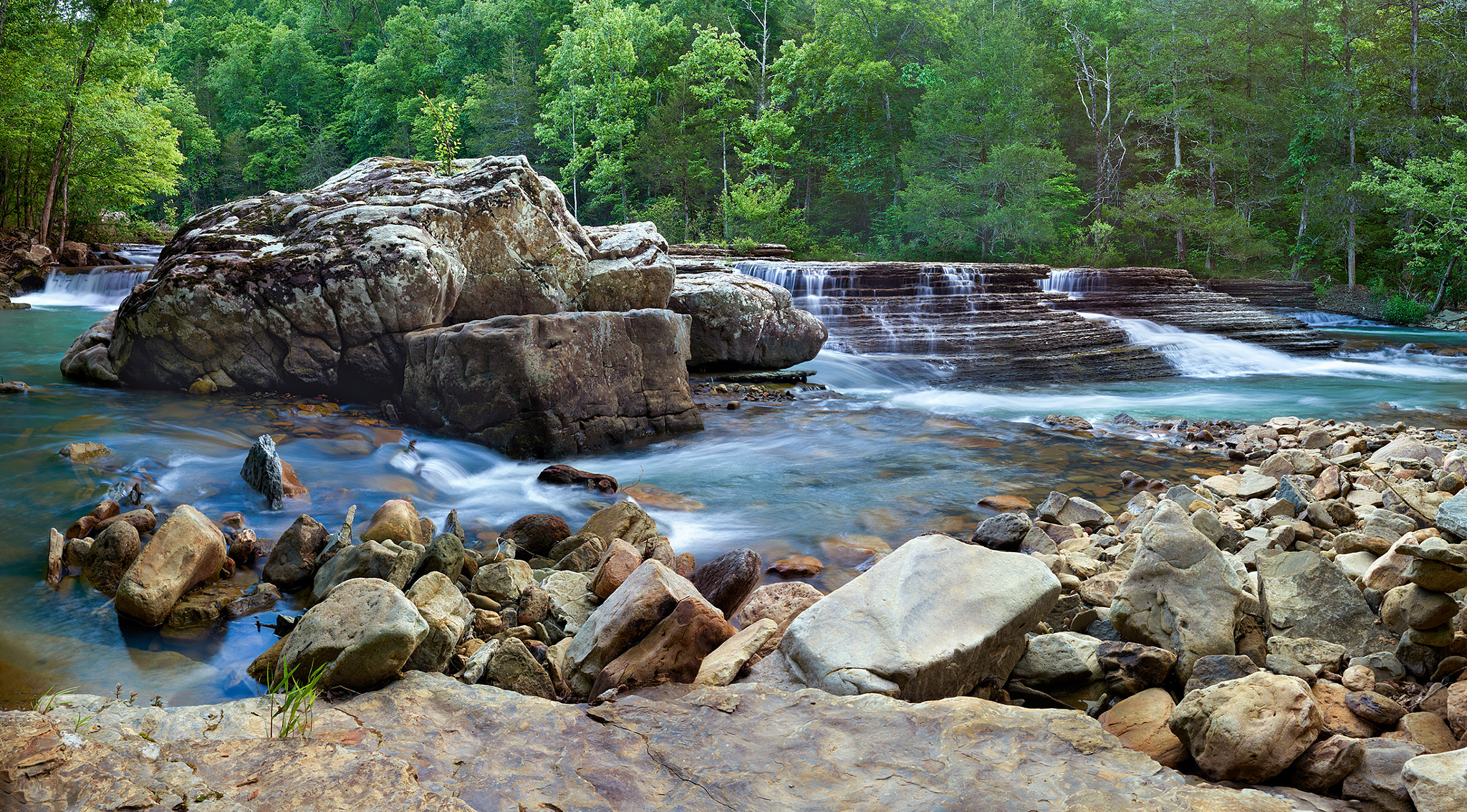 Phase One IQ3 100MP + Schneider LS 35mm f/3.5 sample photo. 6 finder falls on falling water creek in arkansas photography