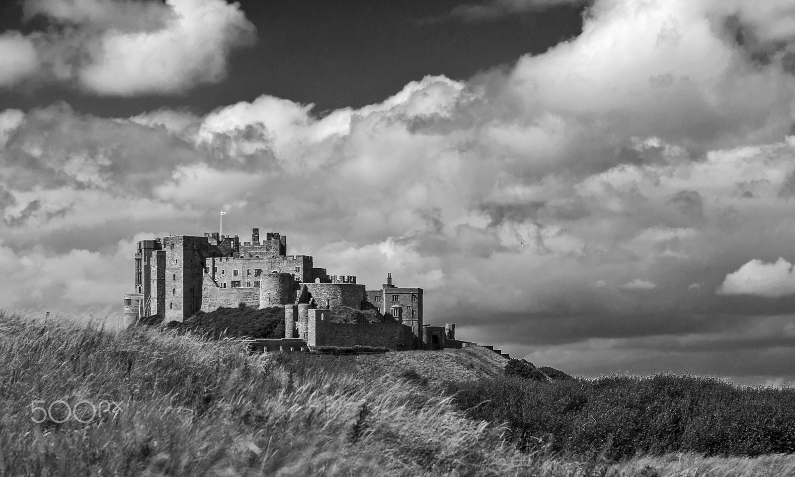 Nikon D90 sample photo. Bamburgh castle bw photography