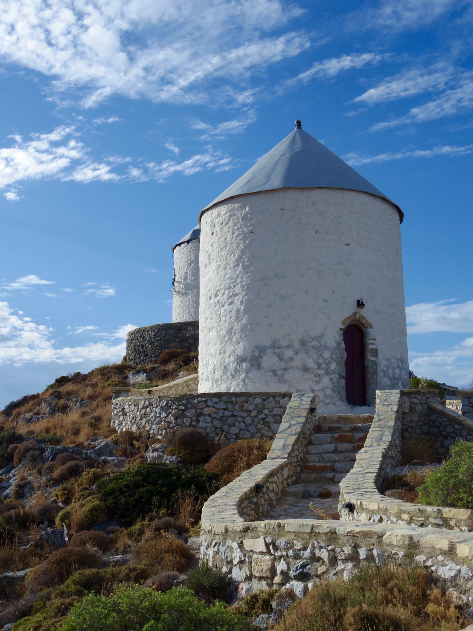 Pentax Q sample photo. Windmills at leros. photography