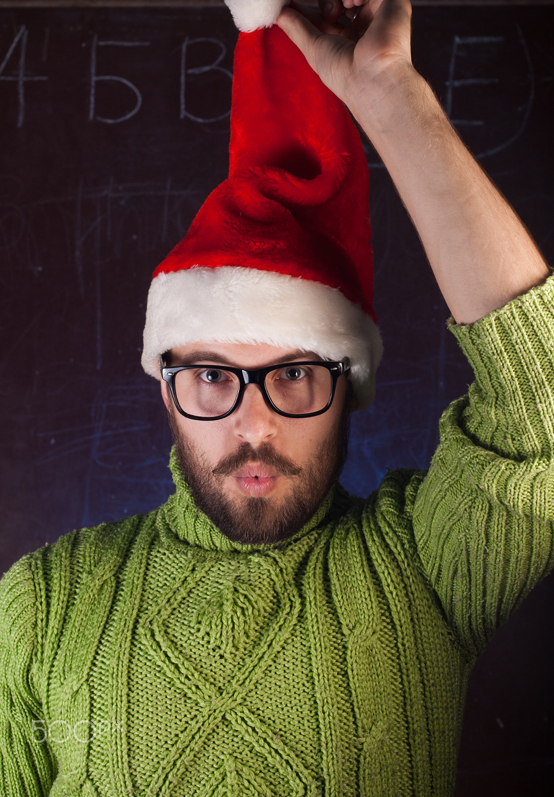 Nikon D80 sample photo. The bearded man in red christmas hat santa claus, photography