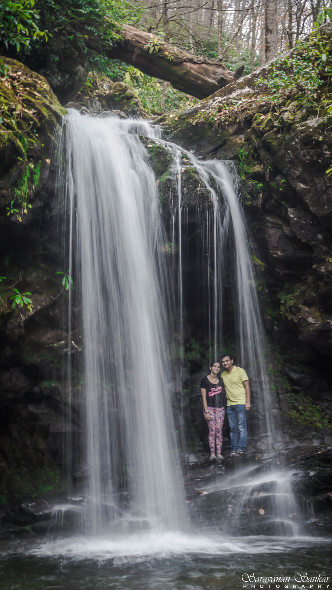 Sony SLT-A65 (SLT-A65V) sample photo. Couple behind the waterfall photography