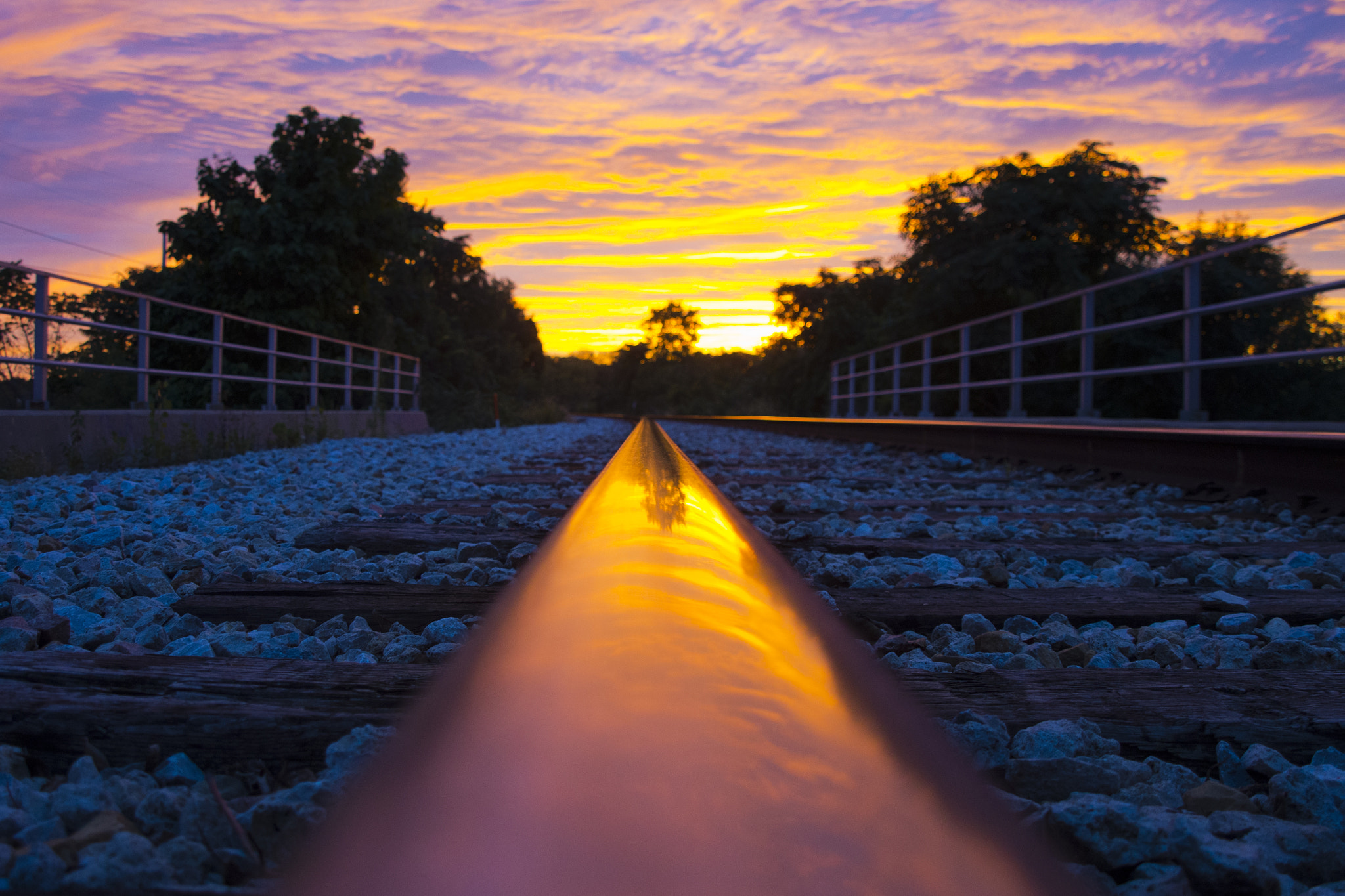 Olympus OM-D E-M5 + OLYMPUS 14-42mm Lens sample photo. Railroad sunset photography