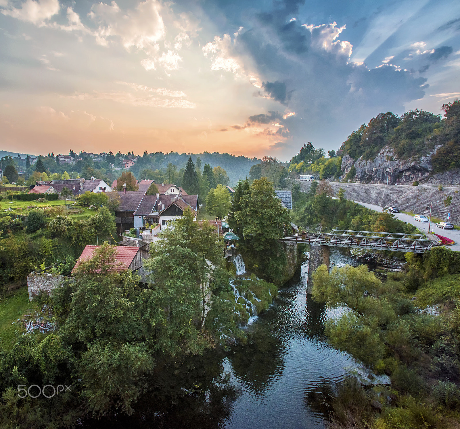 Nikon AF Nikkor 14mm F2.8D ED sample photo. Rastoke sunset photography