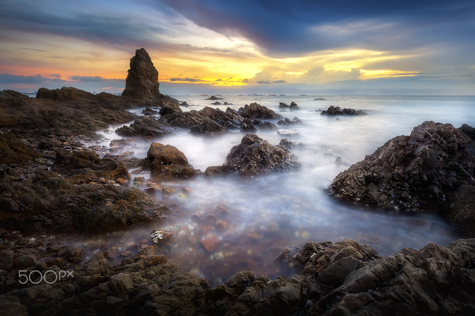 Nikon D3 sample photo. Sunset on the rocks photography