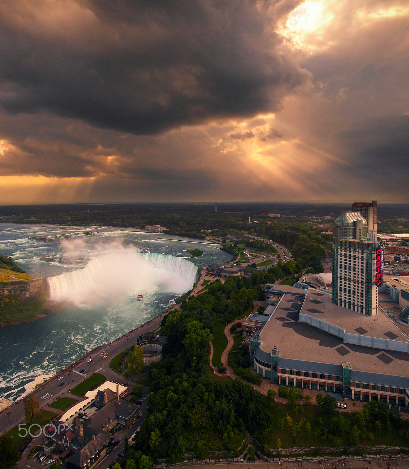 Samsung EX1 sample photo. Niagara falls with sun rays photography