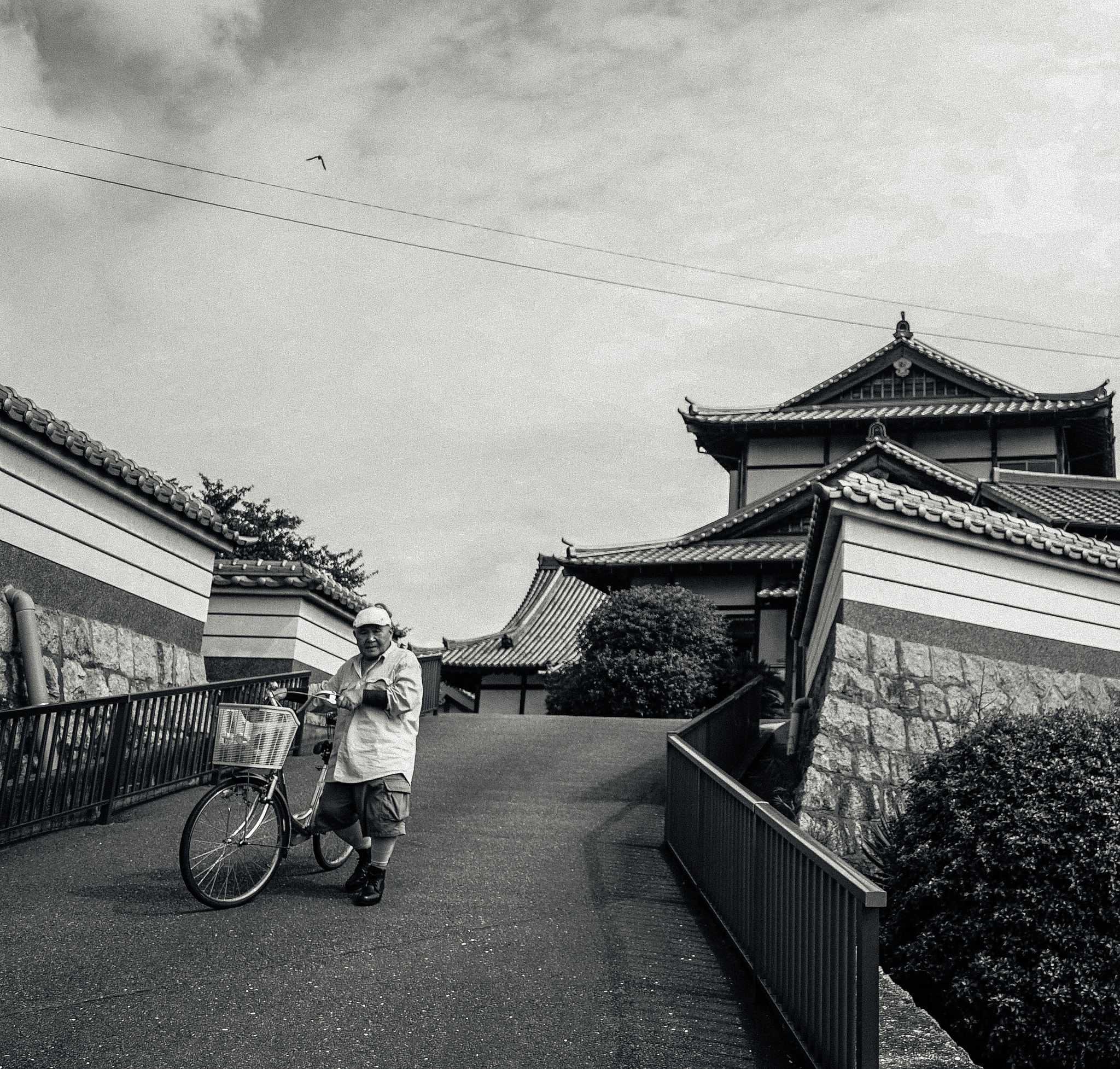 Sony a7S sample photo. Man in front of japanese temple photography