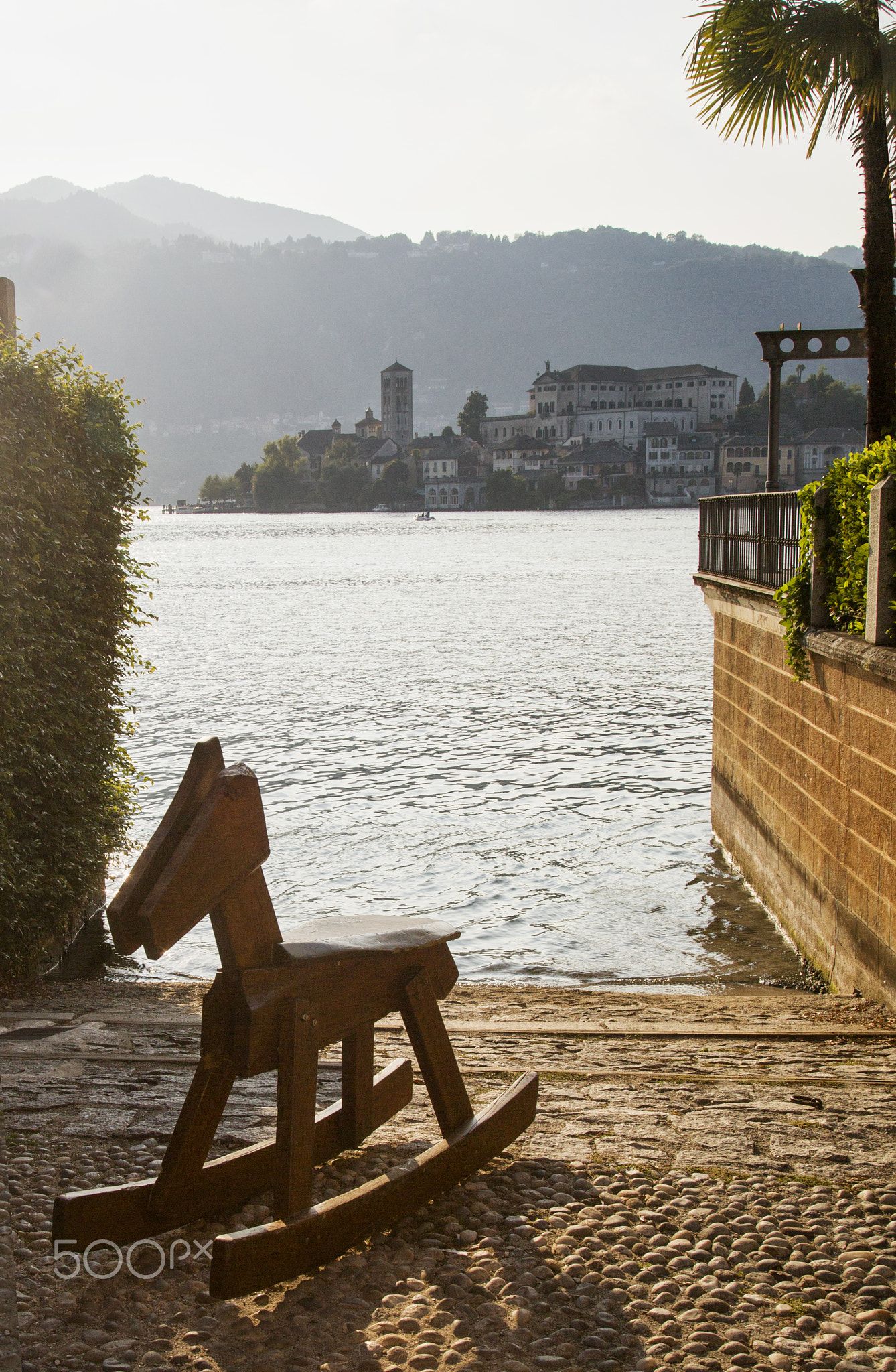 Wooden horse near the lake