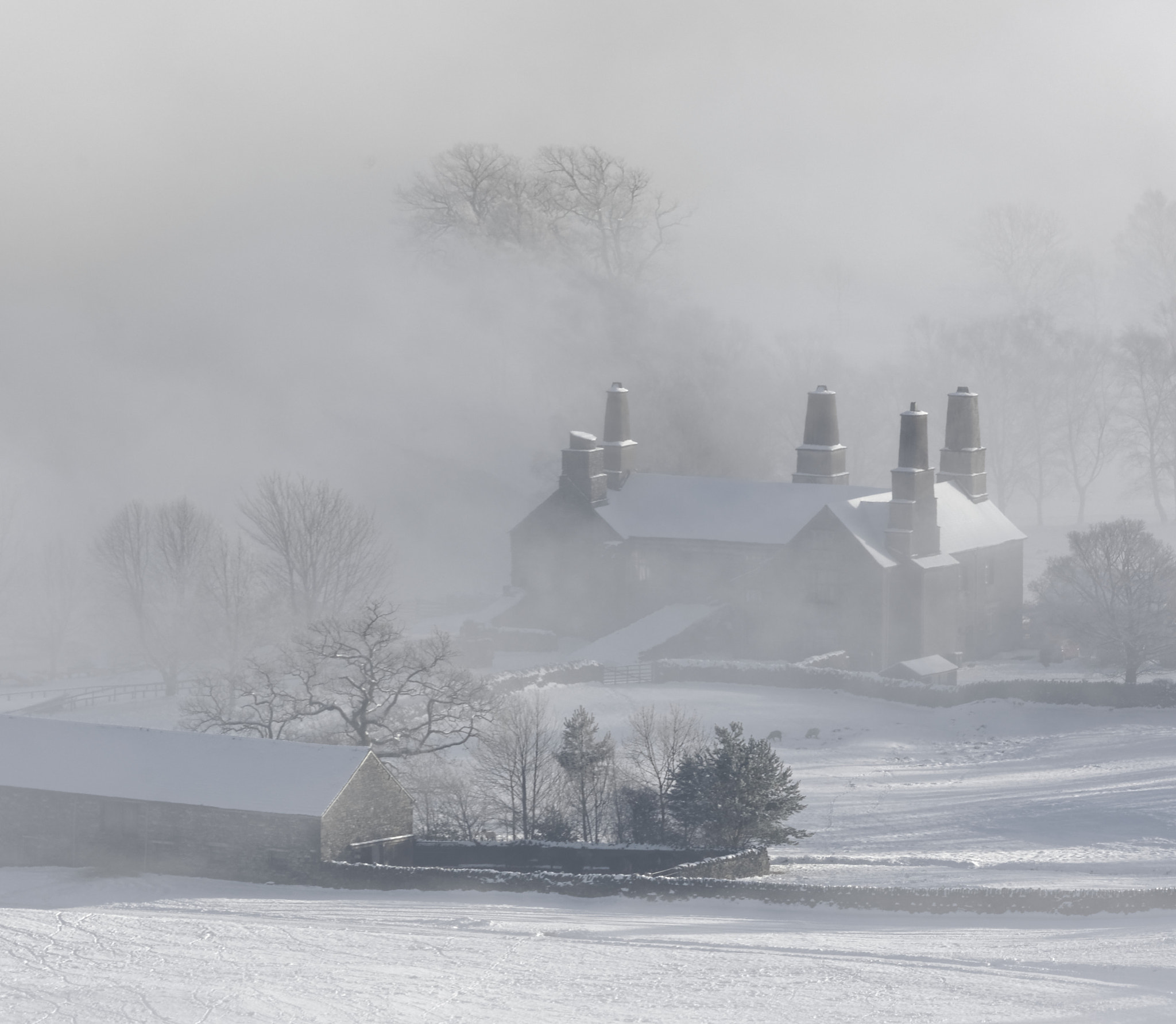 Pentax K-x sample photo. Coniston hall in the mist photography