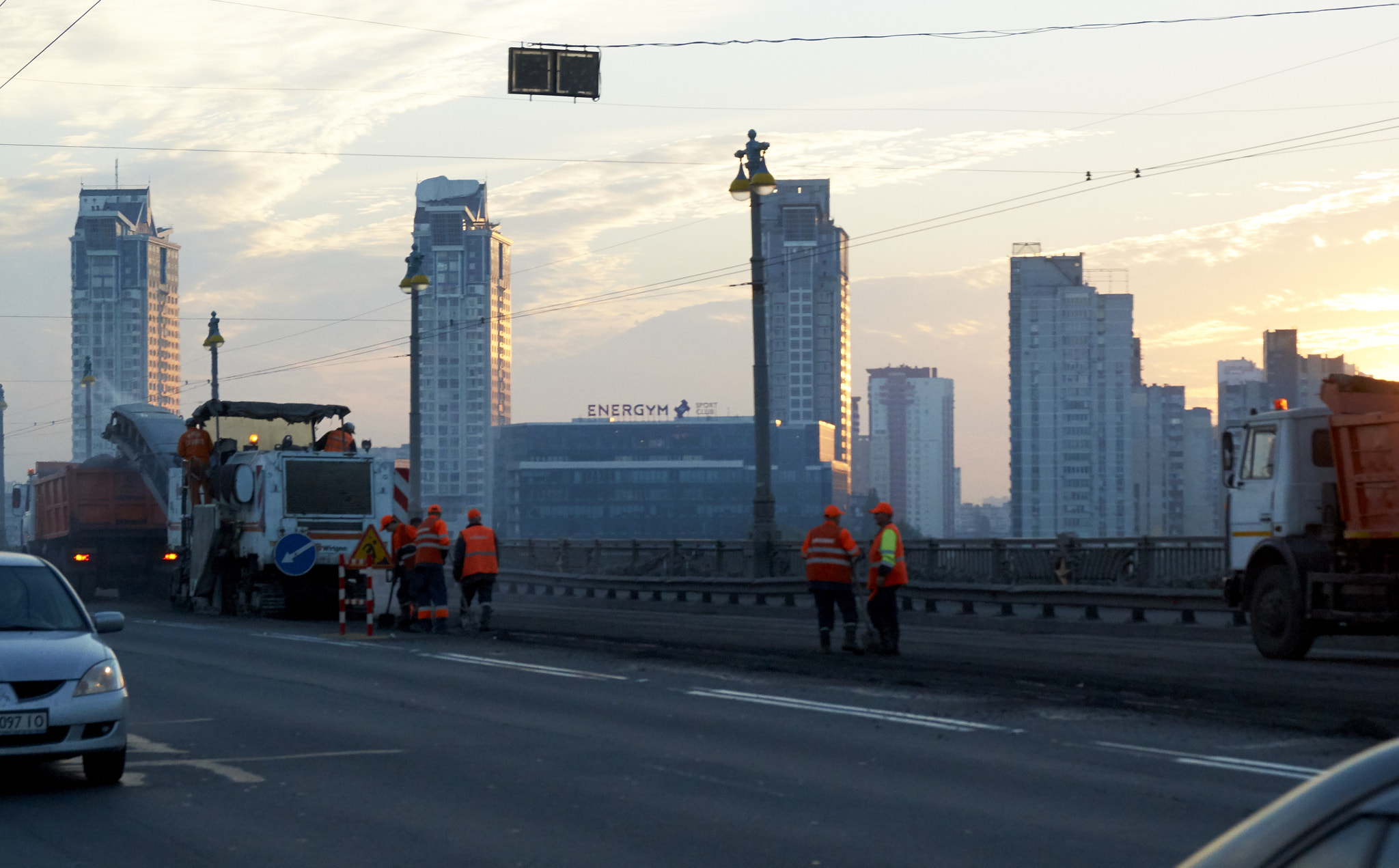 Sony SLT-A37 sample photo. Road repairs at dawn photography