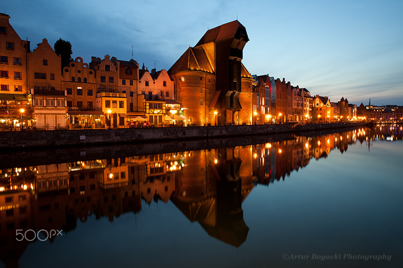 Canon EF 24mm F2.8 IS USM sample photo. City skyline of gdansk at evening photography