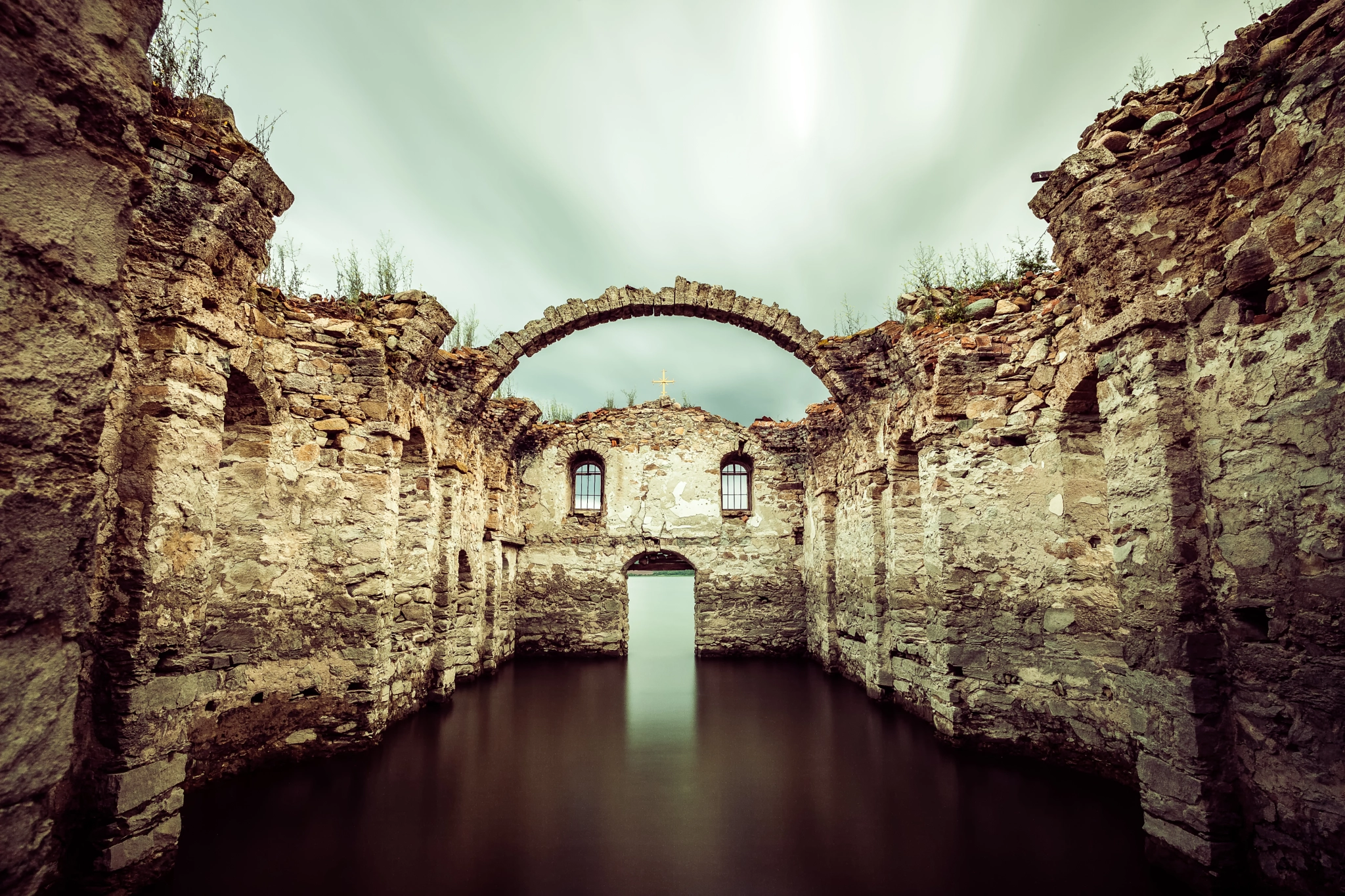 Canon EOS 5D Mark II sample photo. Sunken old church photography