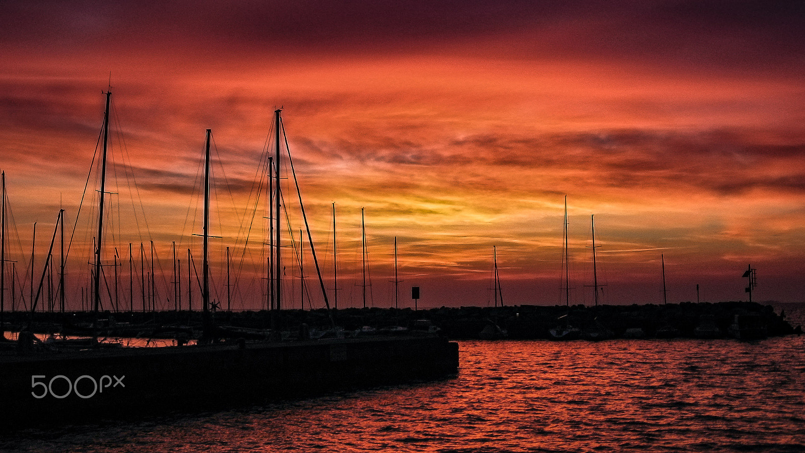 Canon POWERSHOT A530 sample photo. Sunset in marina photography