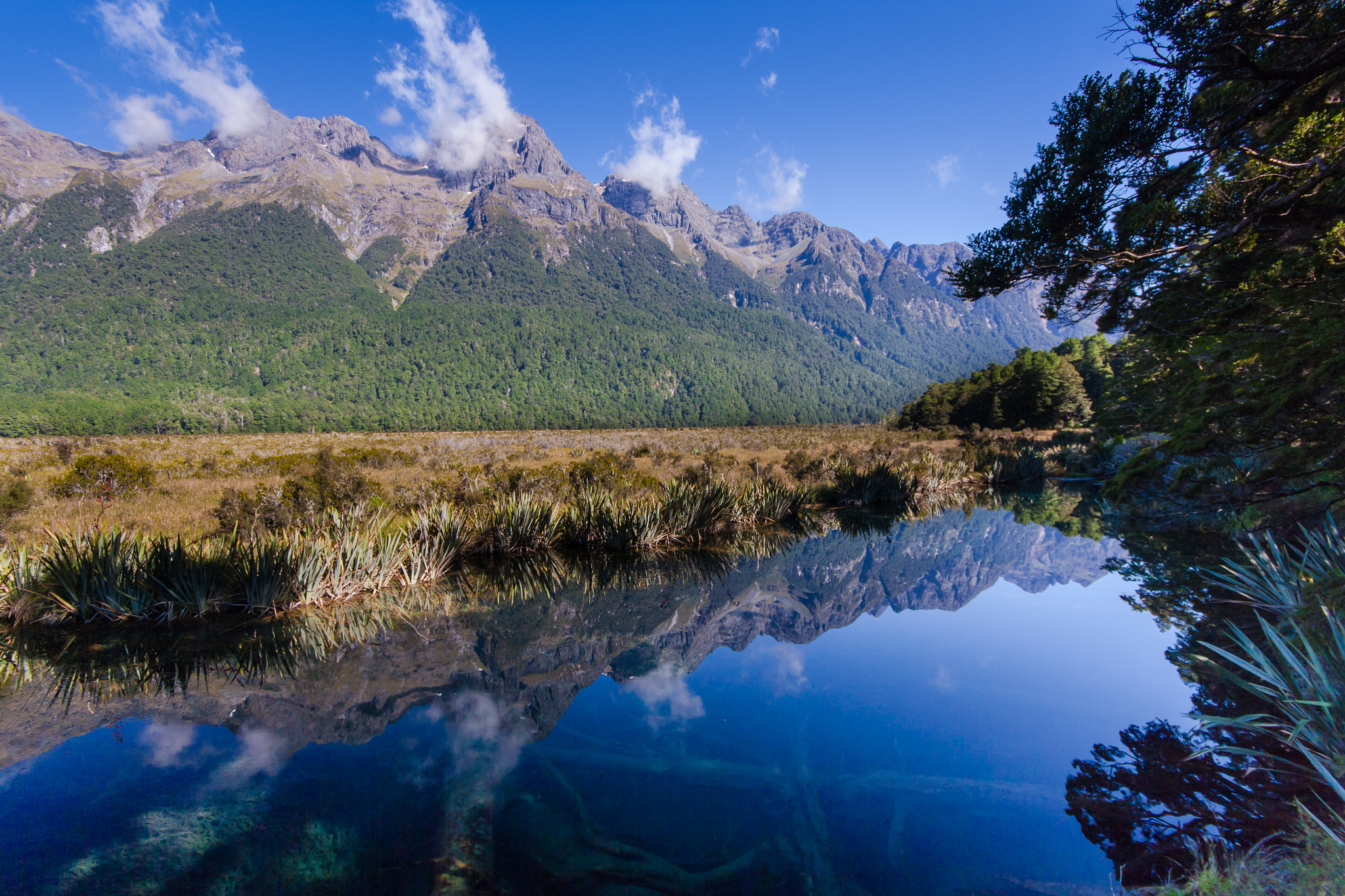 Canon EOS 1000D (EOS Digital Rebel XS / EOS Kiss F) + Sigma 10-20mm F4-5.6 EX DC HSM sample photo. Mirror lake, southland, new zealand photography