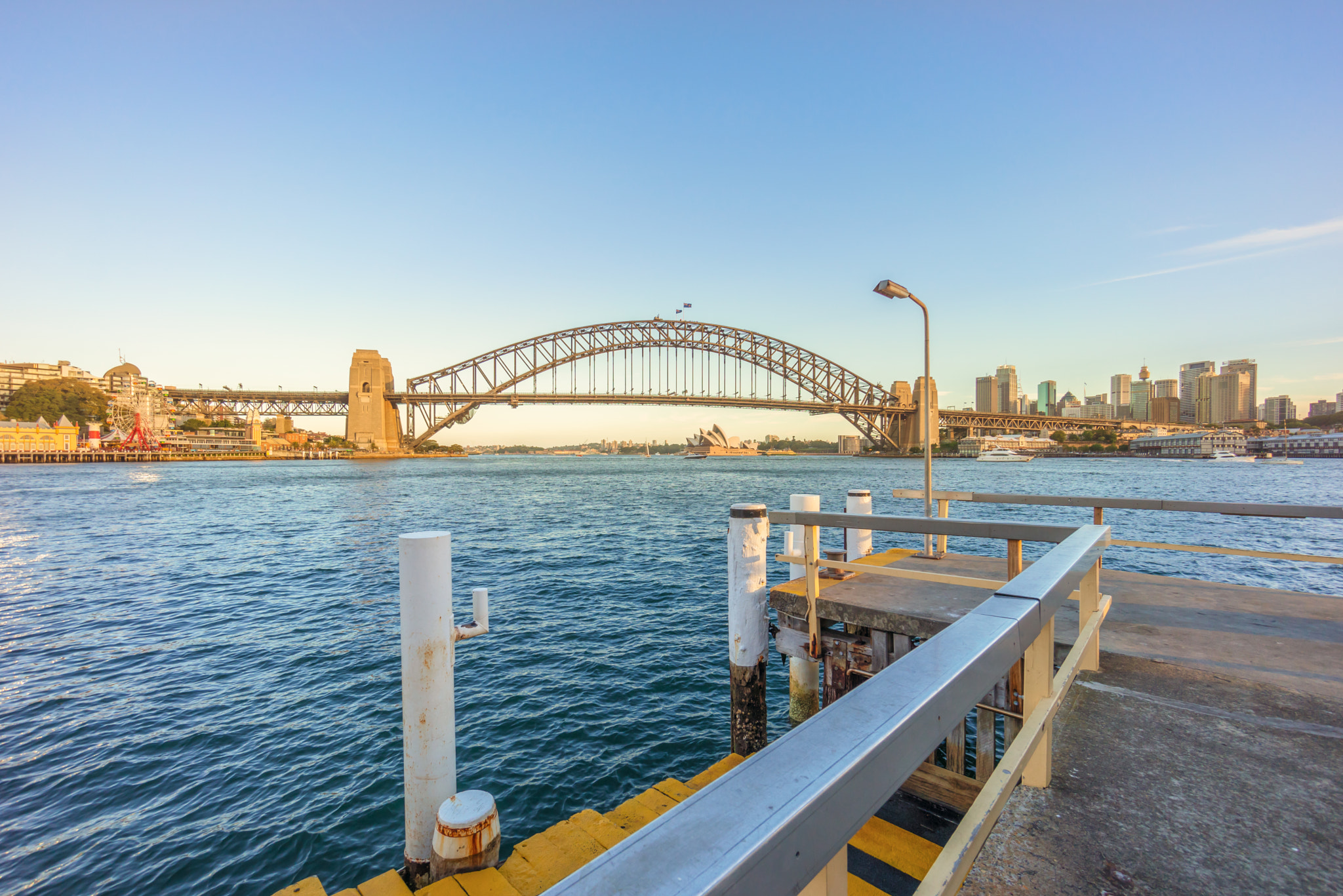 Sony a7R + Sony E 10-18mm F4 OSS sample photo. Gelden hour at sydney harbour bridge photography