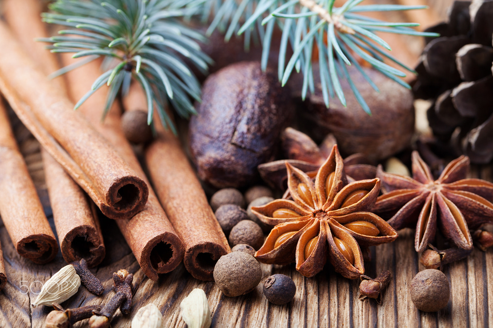 Canon EF 100mm F2.8L Macro IS USM sample photo. Christmas winter spices on wooden background. photography