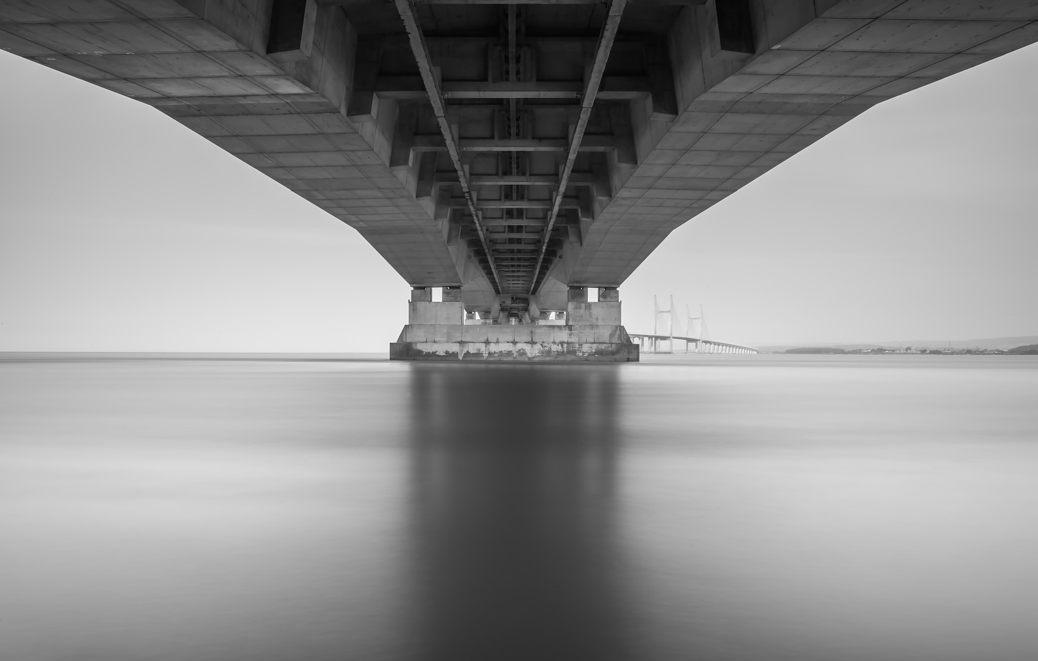 Nikon D3 sample photo. Severn bridge b&w photography