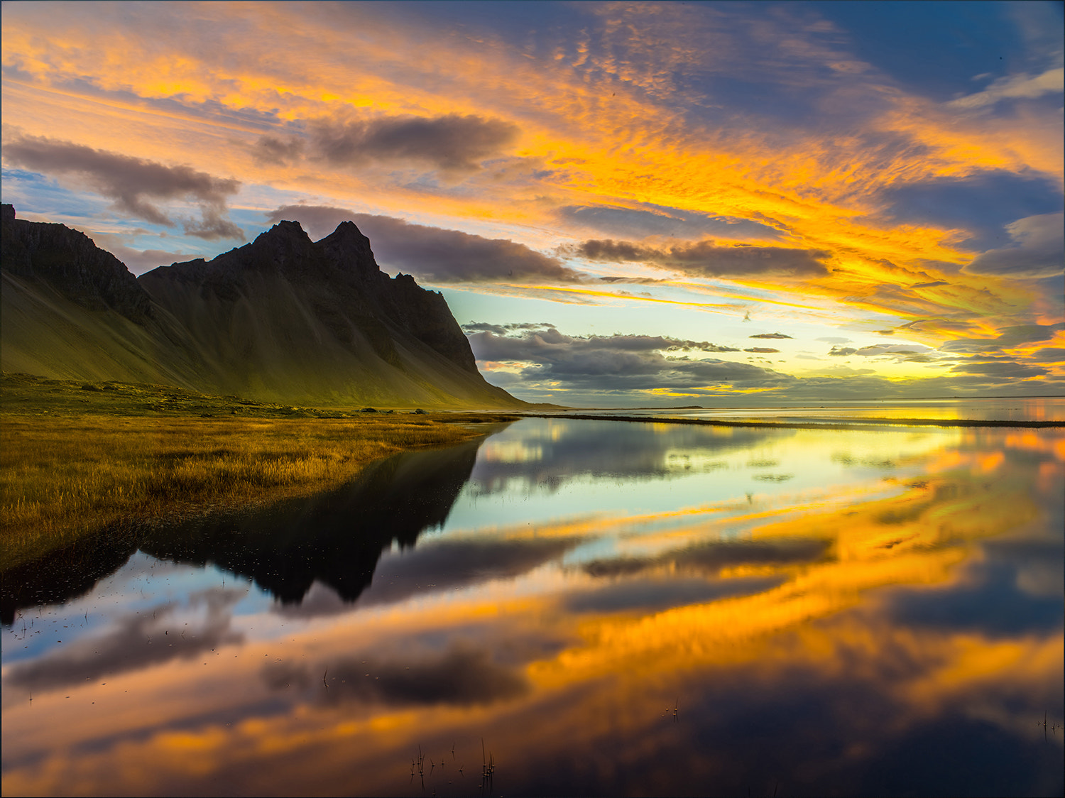 Phase One IQ260 sample photo. Refection and light on vestrahorn, iceland. photography