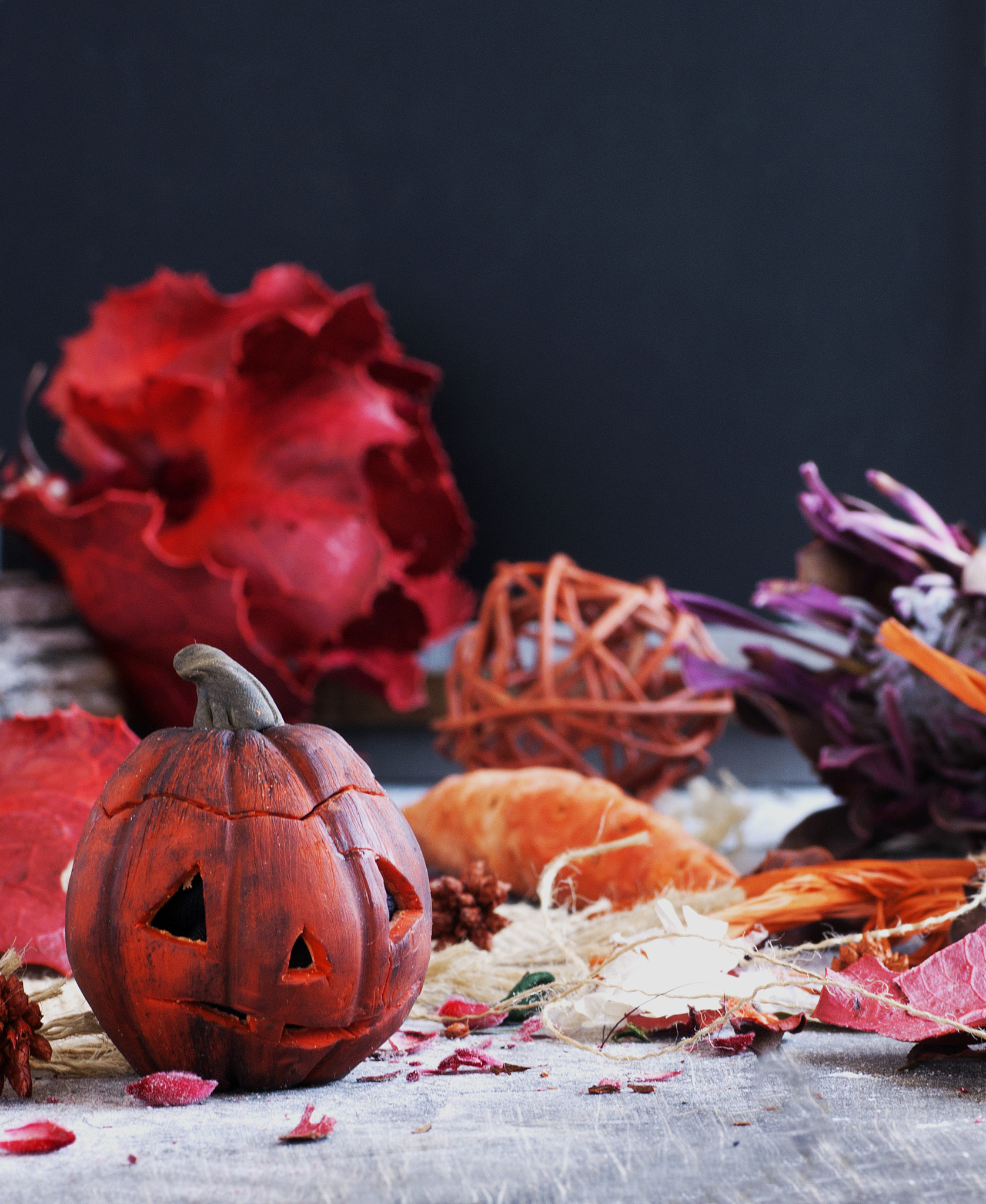 Sony Alpha DSLR-A380 sample photo. Decorative pumpkin for halloween with dried flowers photography