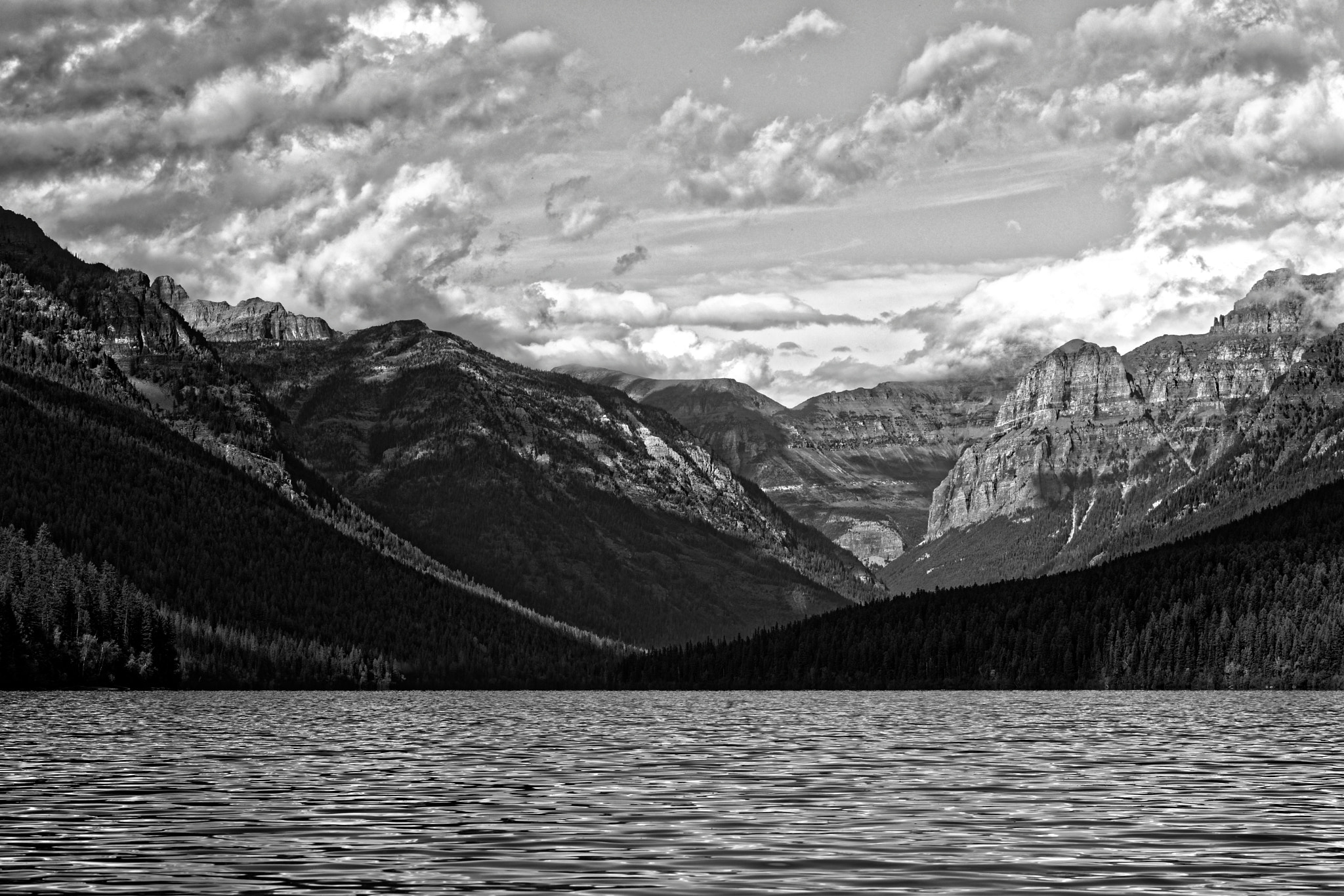 Nikon D500 + Tamron SP 70-200mm F2.8 Di VC USD sample photo. Bowman lake - gnp landscape b/w photography