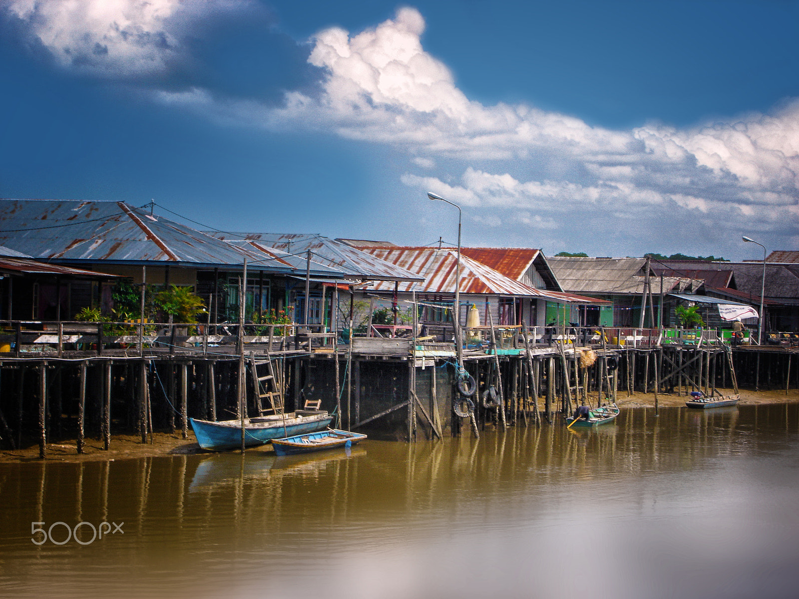 Sony DSC-W1 sample photo. Riverside houses in kalimantan photography