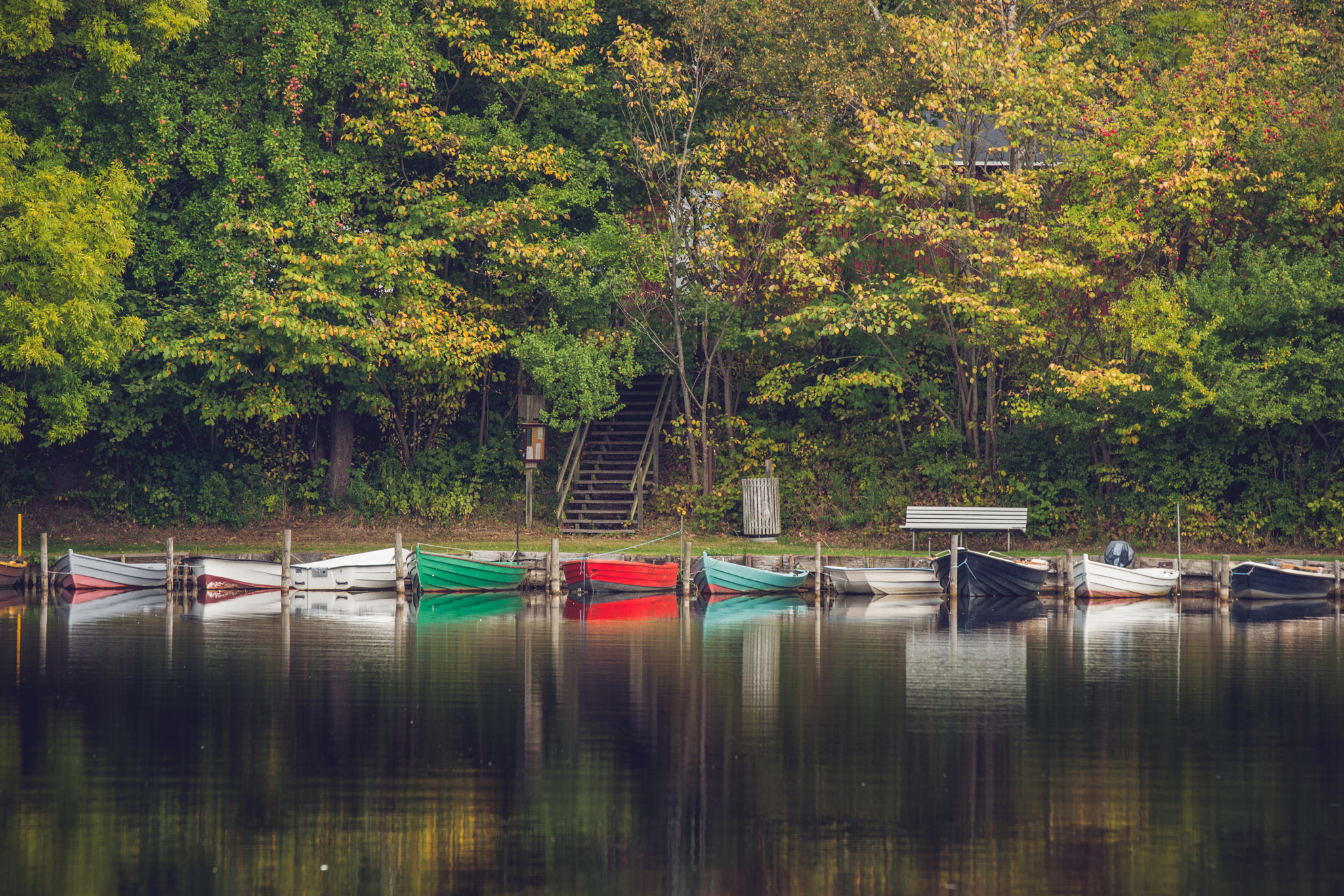 Sony Alpha DSLR-A900 sample photo. Colorful boats on row at an idyllic river photography