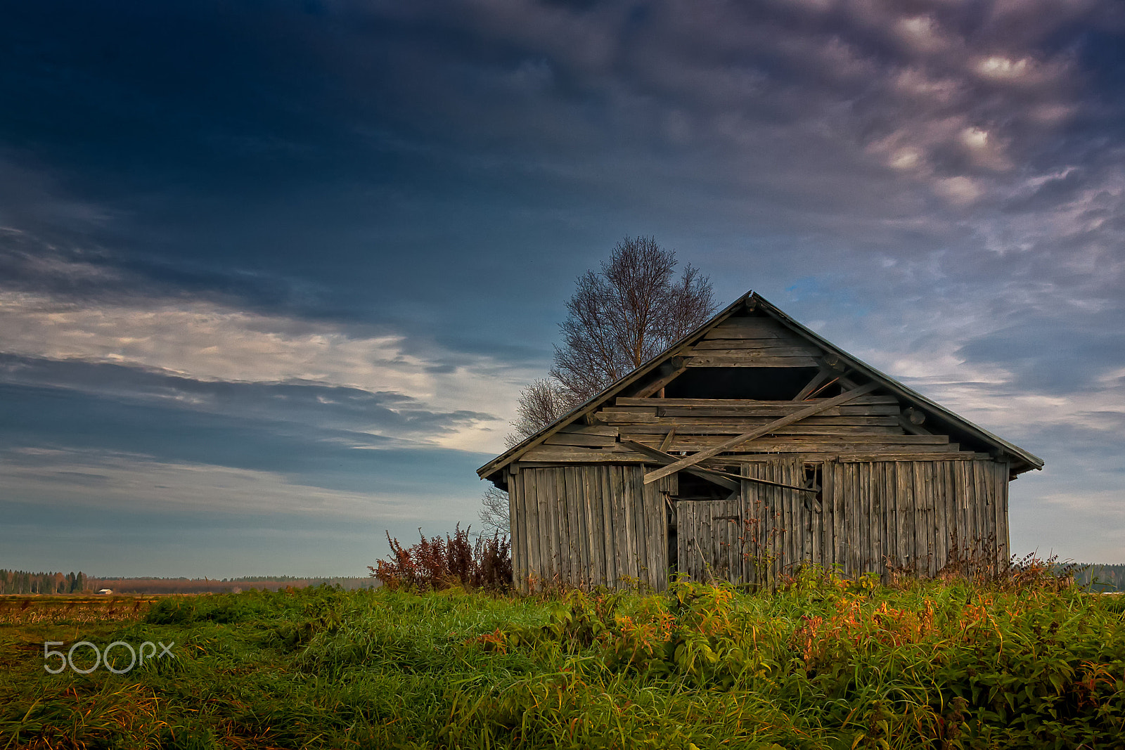 Canon EF-S 24mm F2.8 STM sample photo. Old barn house on the autunm fields photography